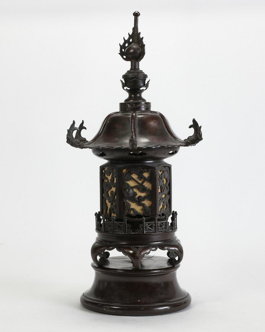 A Japanese metal pagoda lantern (1 of 2)