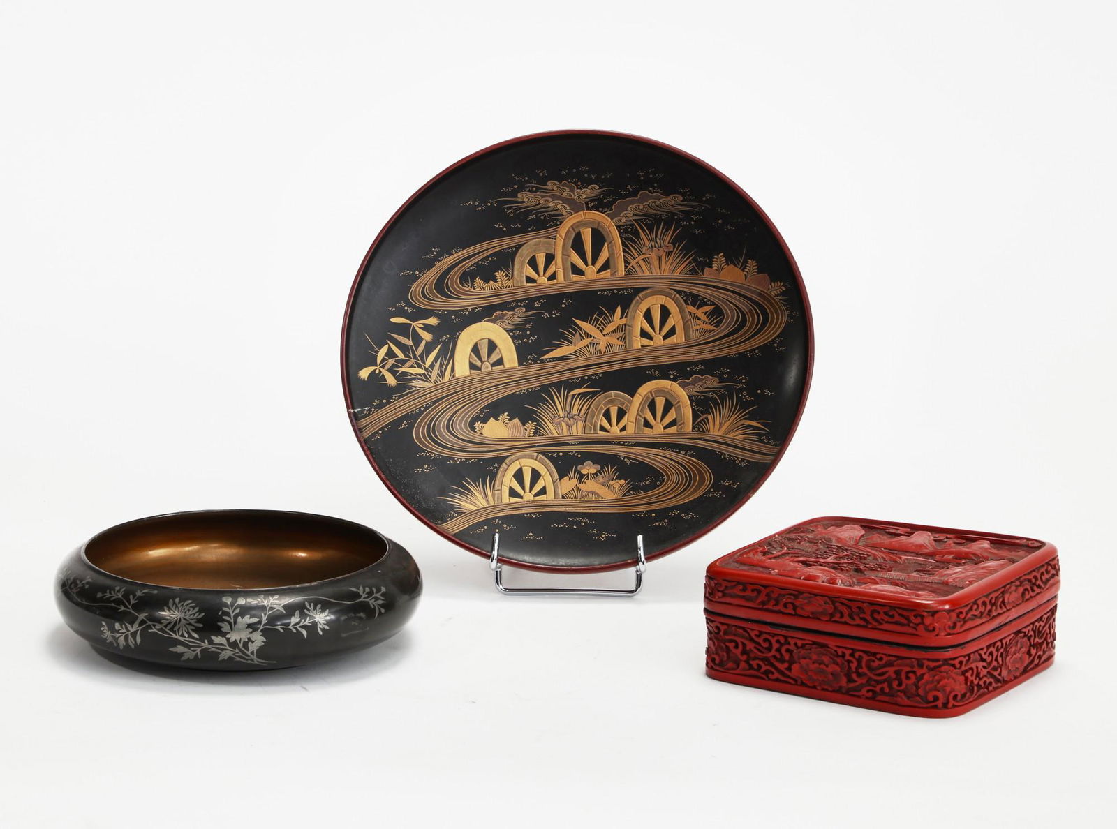 Three Asian lacquer tabletop items (1 of 3)