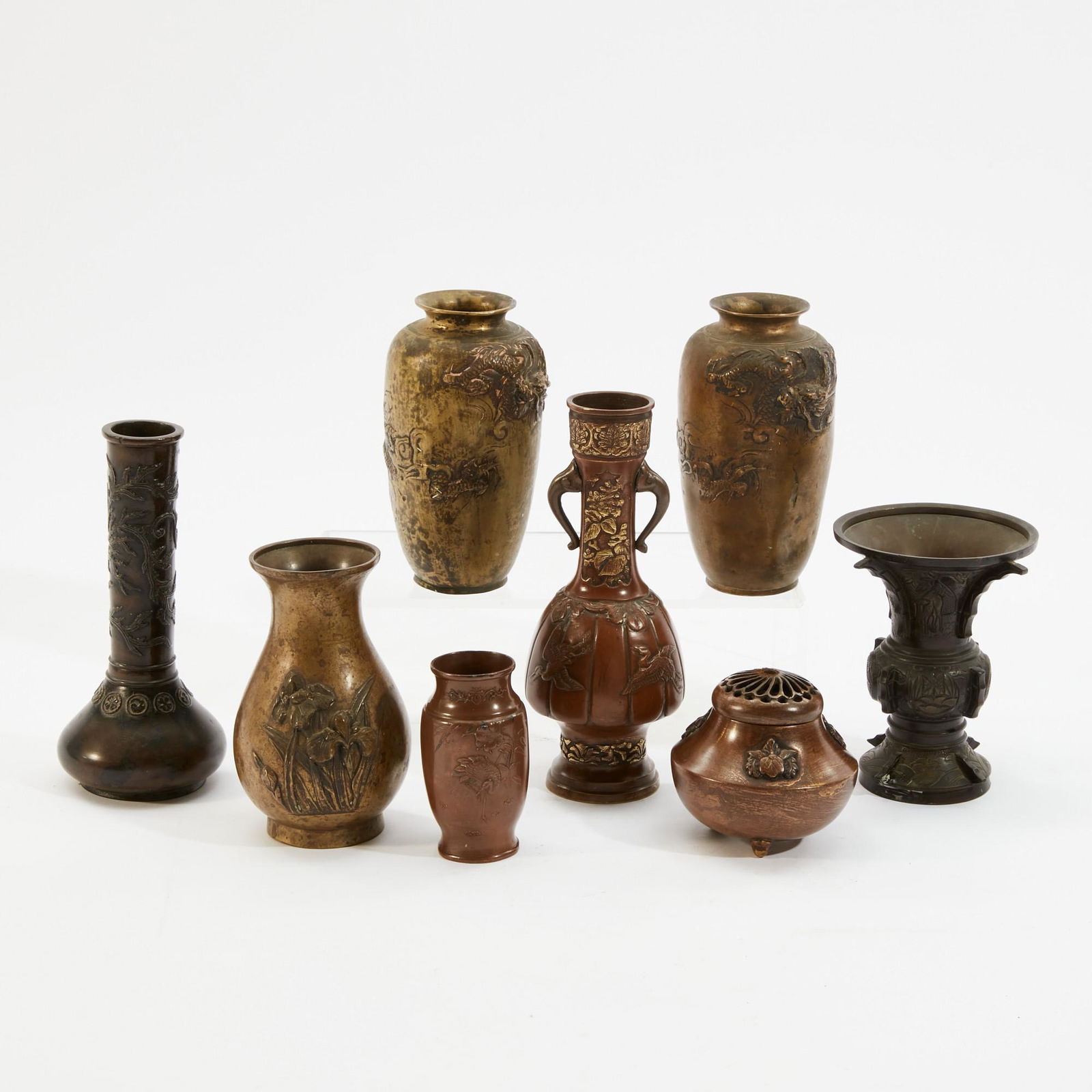 Eight Asian metal ware decorative vessels (1 of 7)