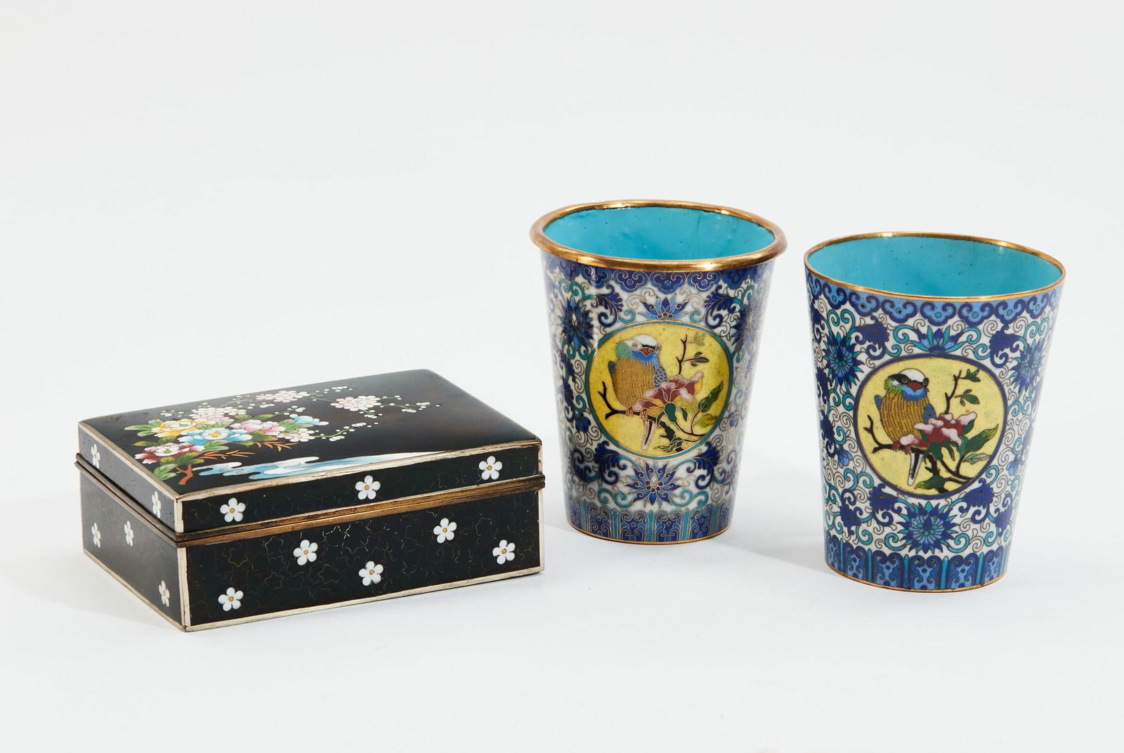 A group of three Asian cloisonné decorations (1 of 7)