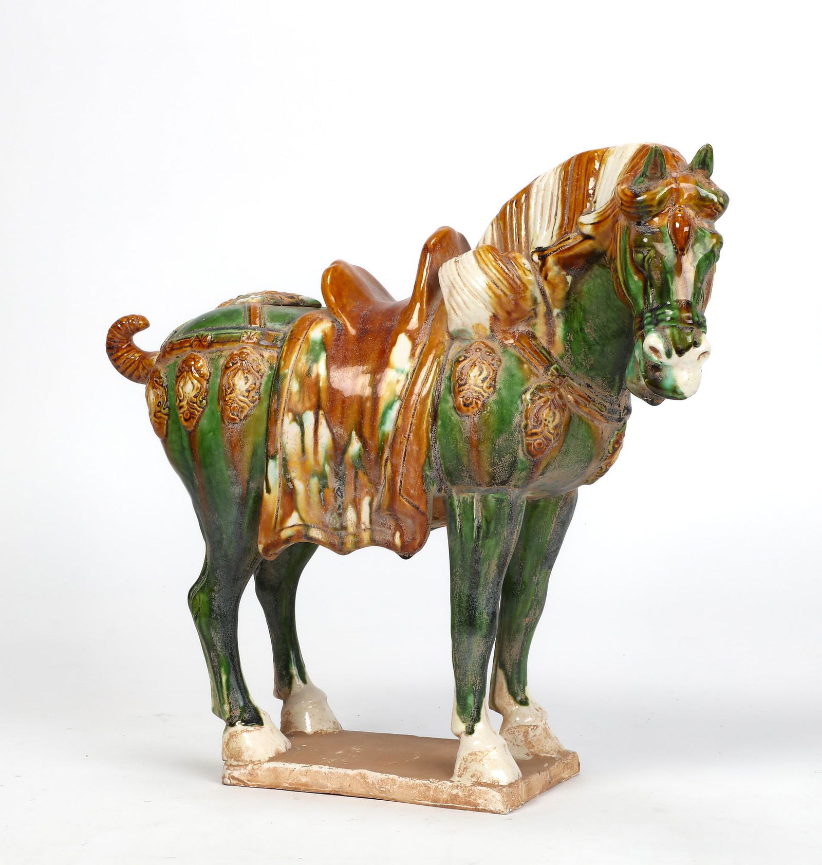 A Chinese sancai earthenware model of a horse (1 of 3)