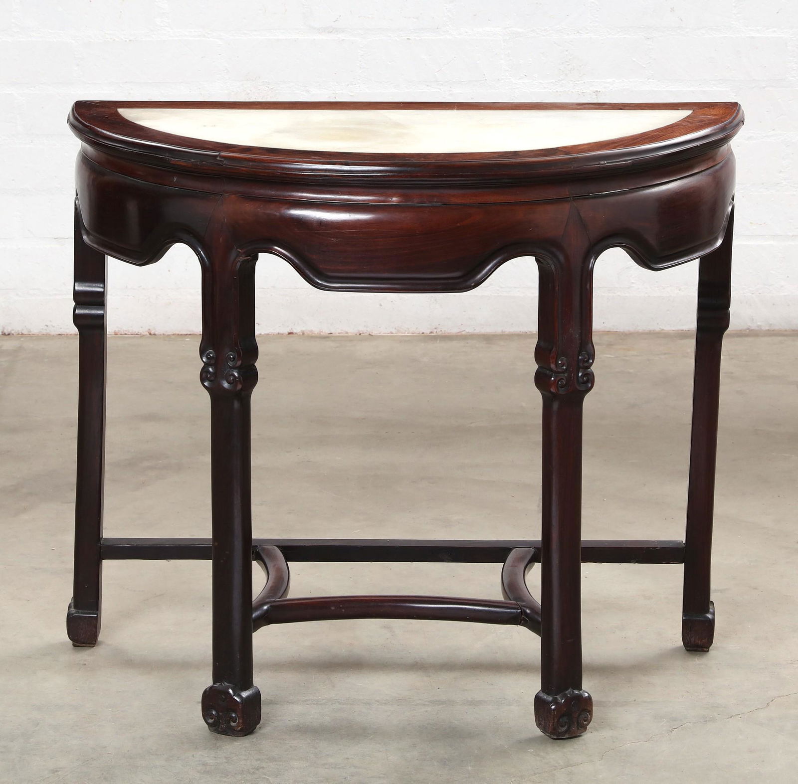 An Chinese hardwood demilune console table (1 of 5)