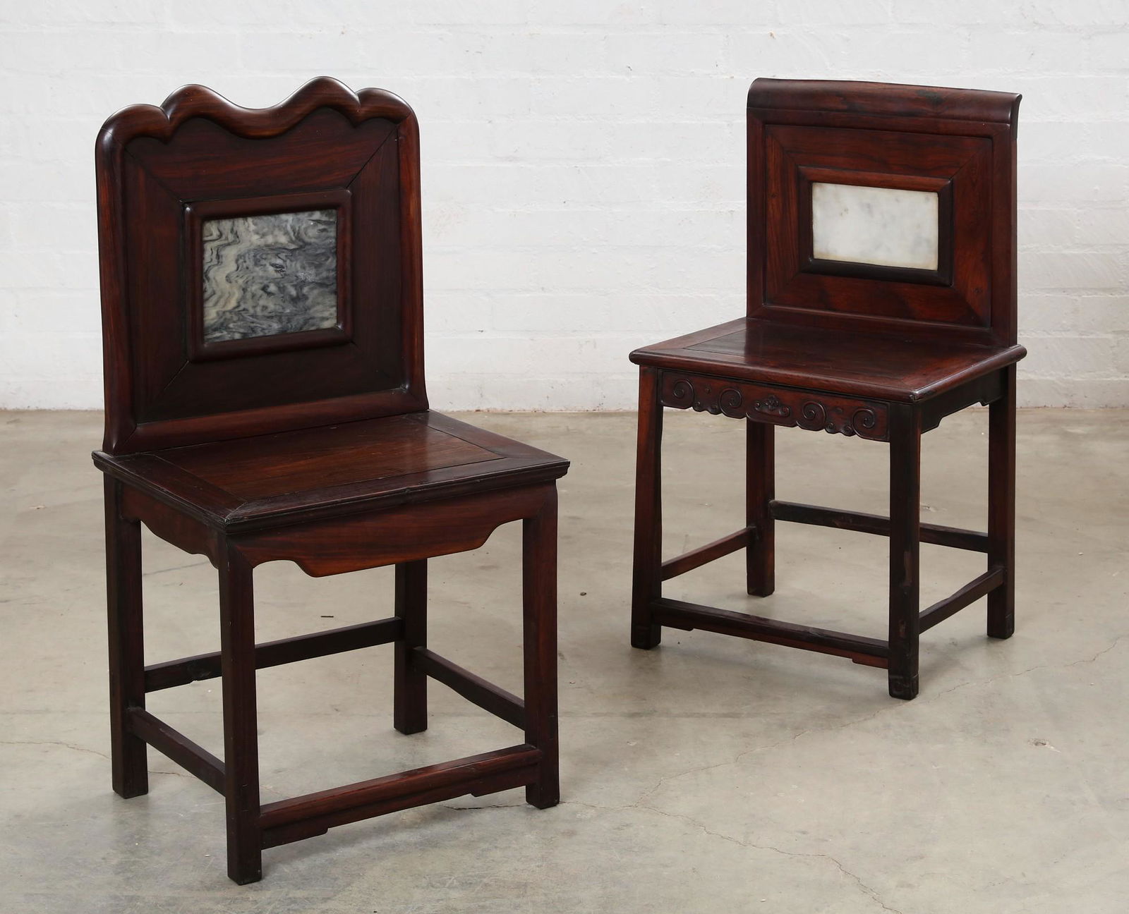 Two Chinese stone inset hardwood chairs (1 of 9)