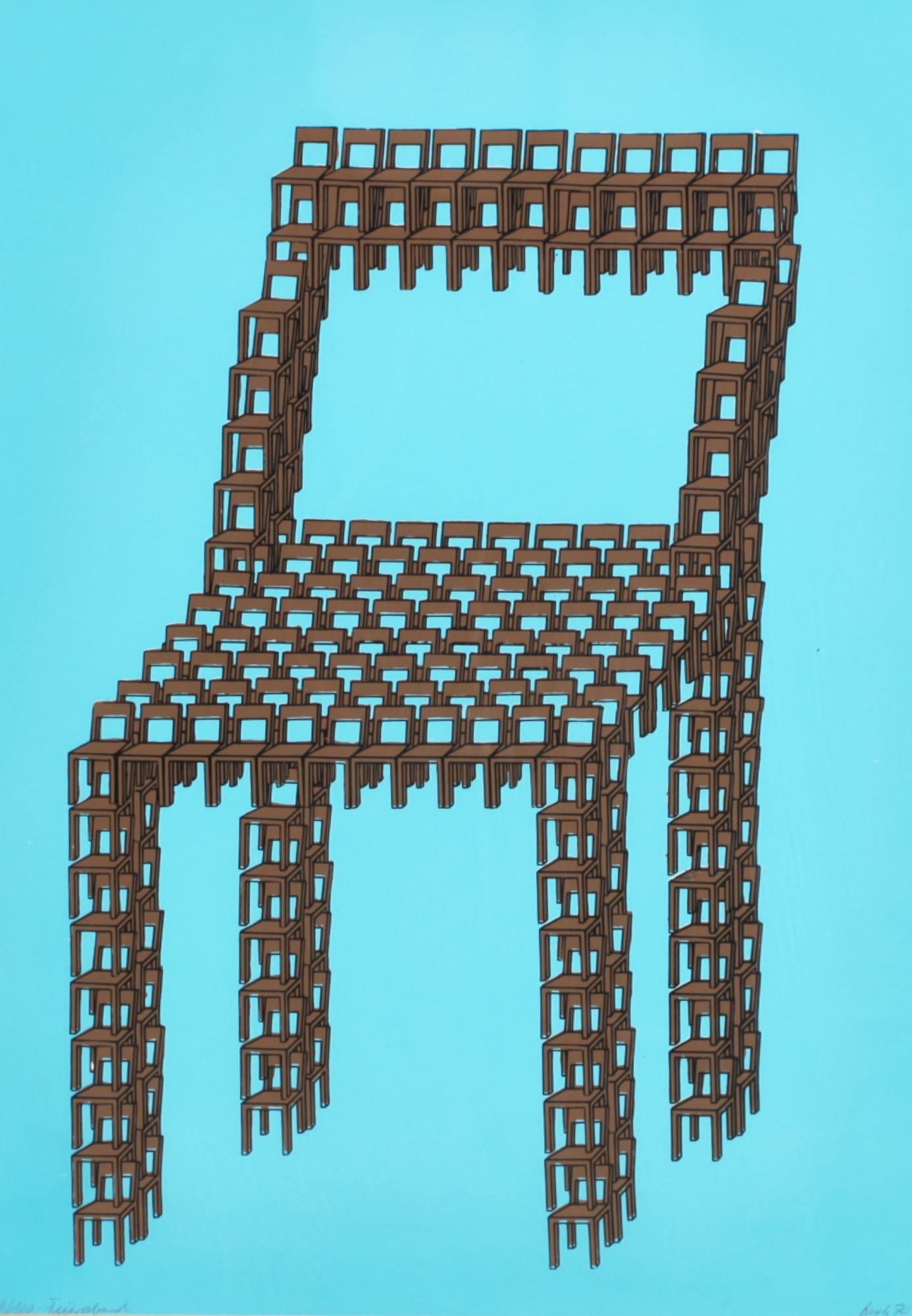 Thomas Bayrle, Feierabend, (Chairs) 1970: Thomas Bayrle (German, (b. 1937))Feierabend, (Chairs) 1970silk screen in colors on wove papernumbered, titled, signed, and dated 9/100 Feierabend Bayle 70 in pencil on lower plate, printed and publi