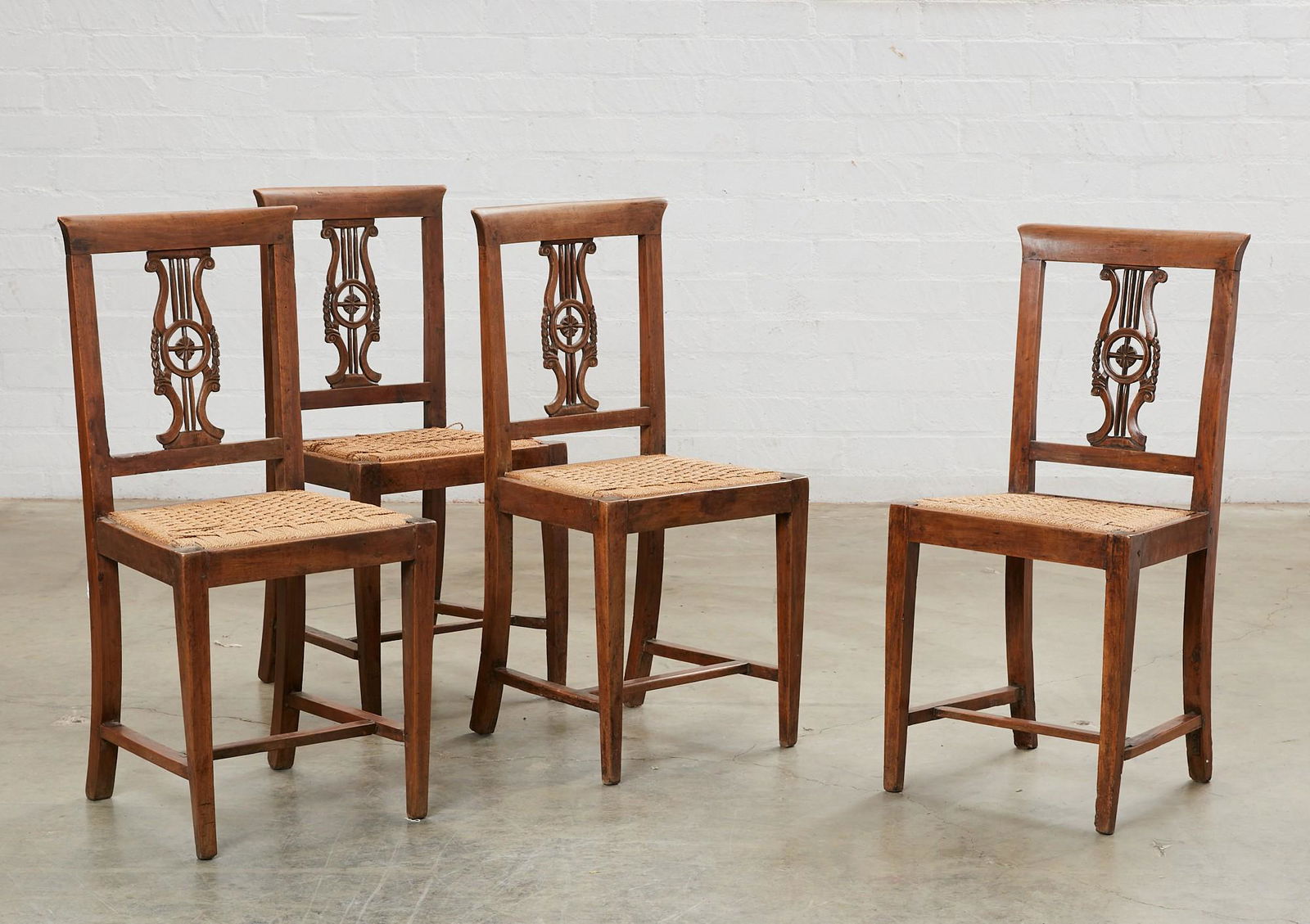 Four Italian Neoclassical walnut side chairs (1 of 6)