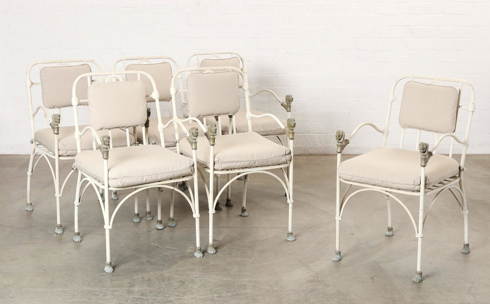 A set of six white painted garden armchairs (1 of 8)