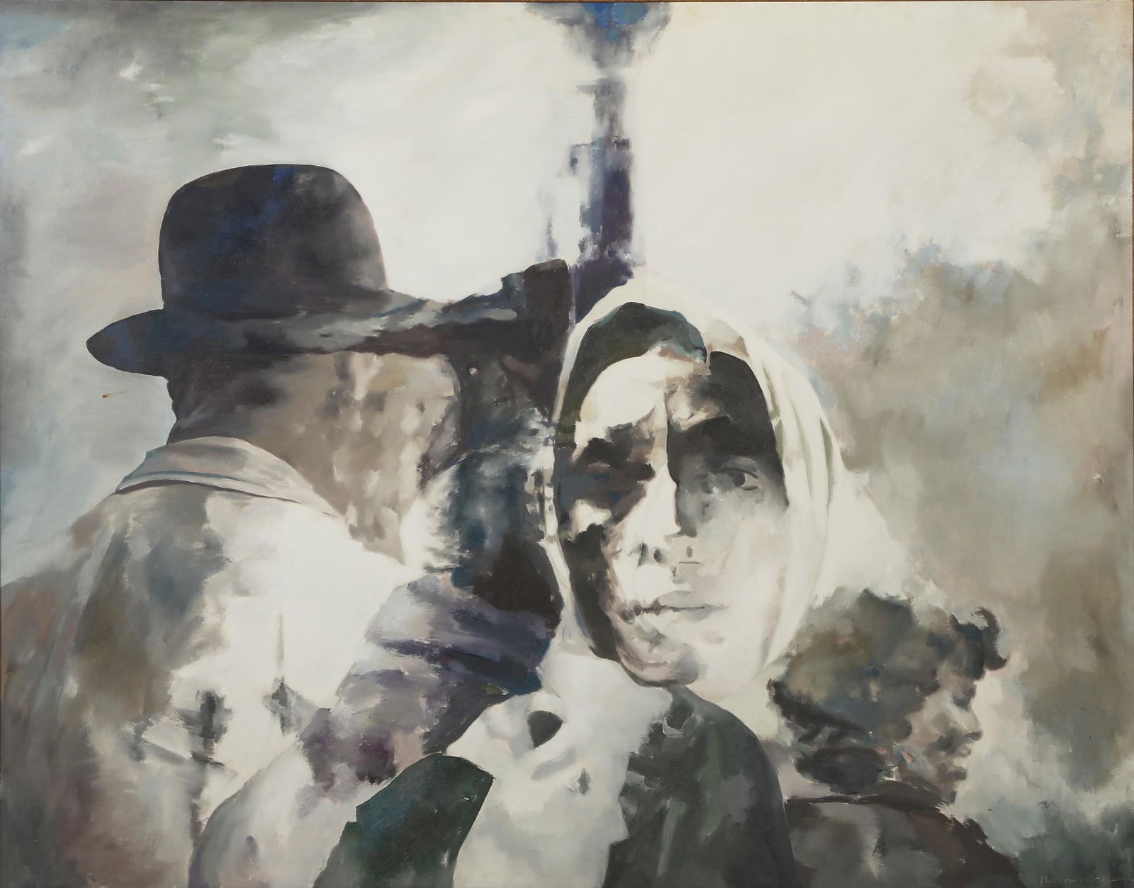 Balcomb Greene, The Parade, 1961, oil: Balcomb (John Wesley) Greene (American, 1904-1990)The Parade, 1961oil on canvastitled and dated to the reverse, with printed paper gallery label to reverse43 x 55in (109 x 140cm) Provenance: