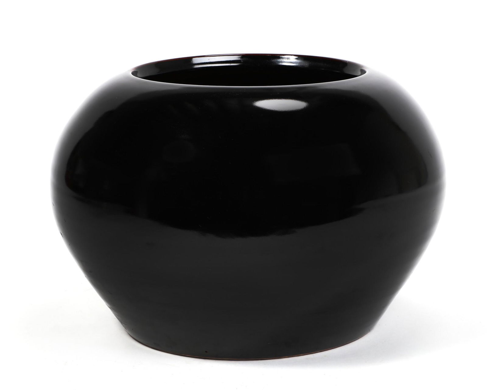 A black glazed ceramic vase (1 of 2)