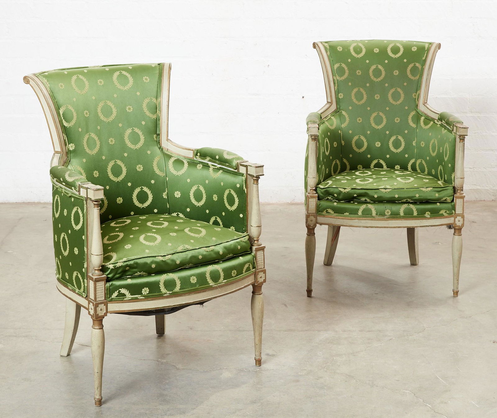 A pair of Directoire style bergeres (1 of 7)