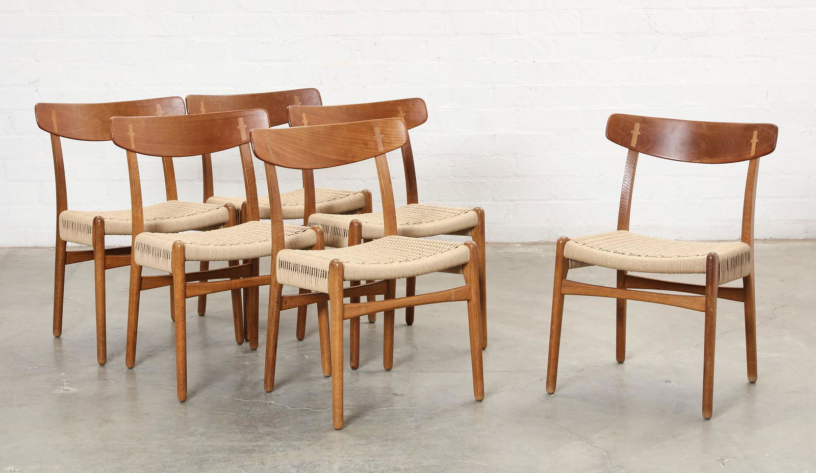 A set of six Danish Modern teak CH23 style chairs (1 of 7)