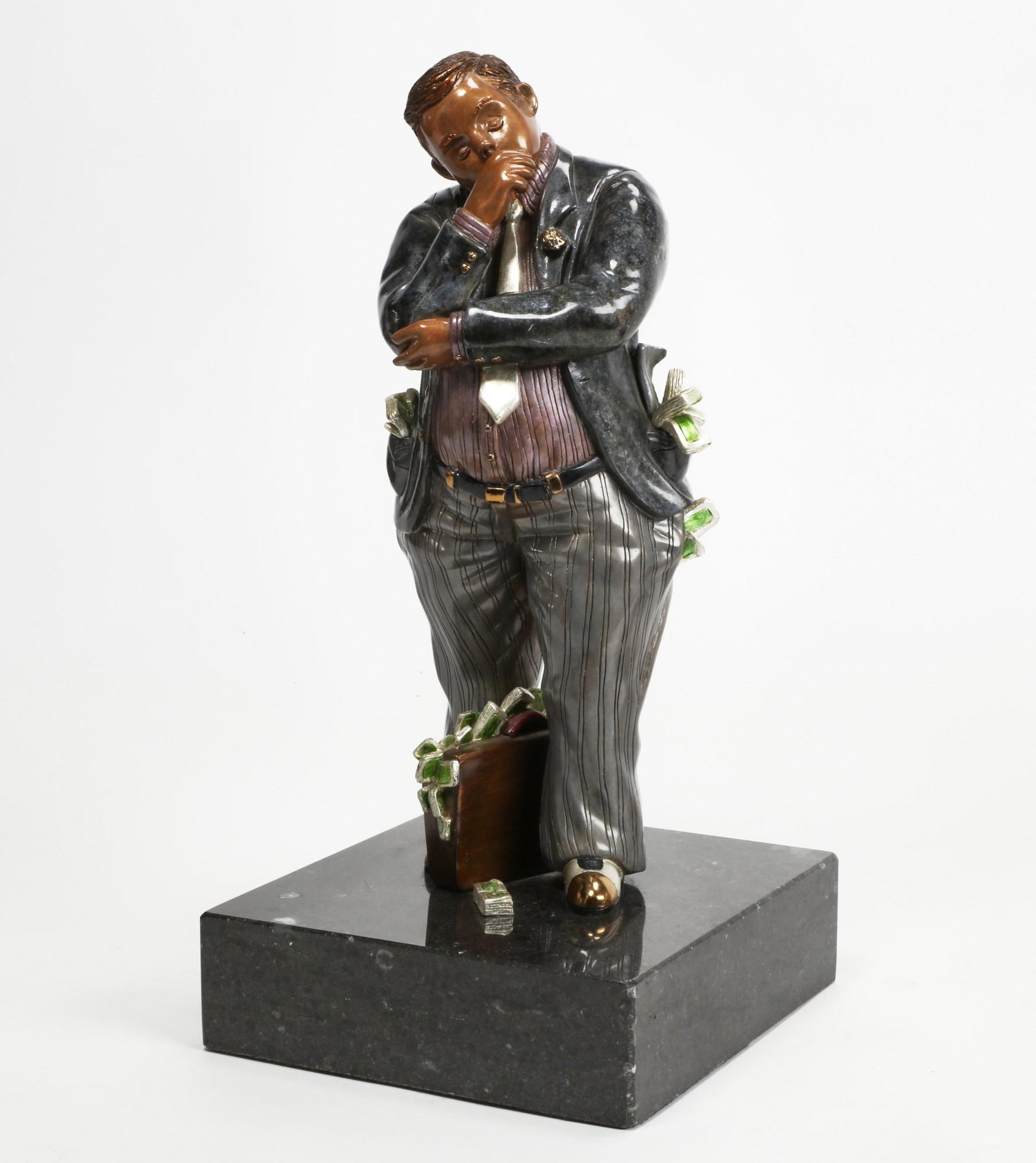Hiro Yamagata, Wheeler Dealer, 1989, bronze: Hiro Yamagata (Japanese/American, b. 1948) Wheeler Dealer, 1989 painted bronze on marble plinth, impressed with signature yamagata, date and copyright Martin Lawrence foundry mark, numbered 344/375 ov