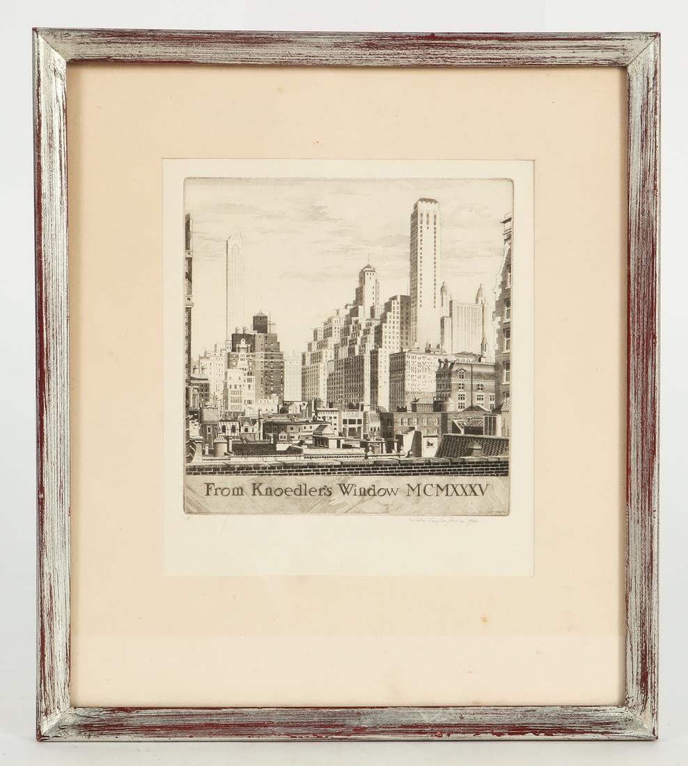 A John Arms etching of New York and drawing (1 of 2)