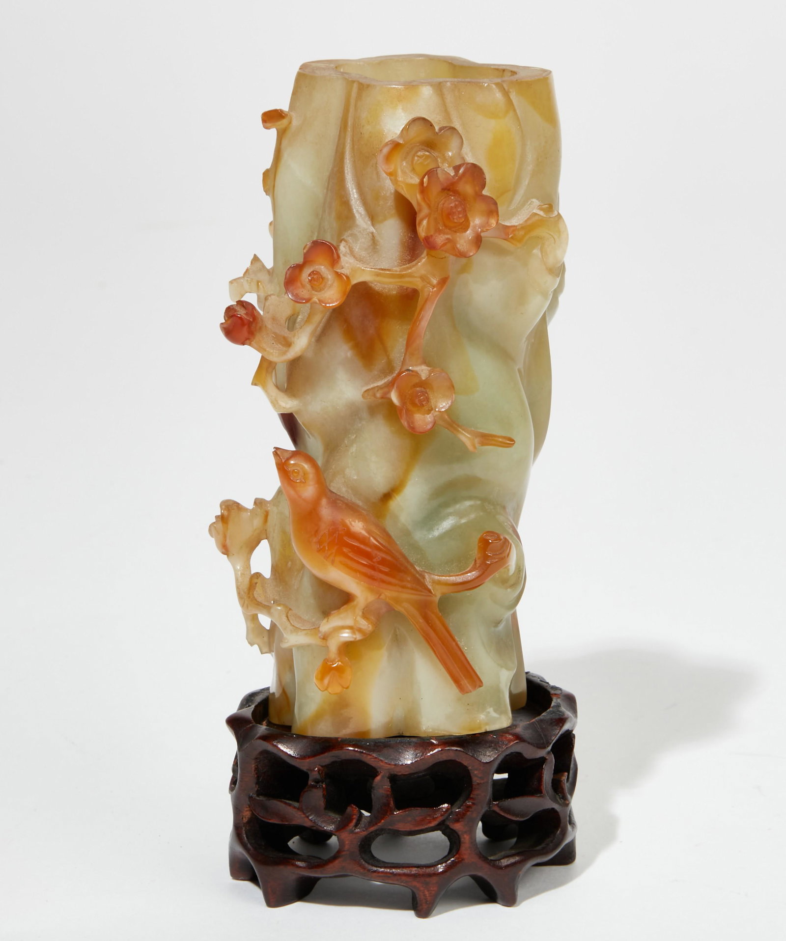 A Chinese hardstone tree form vase (1 of 3)