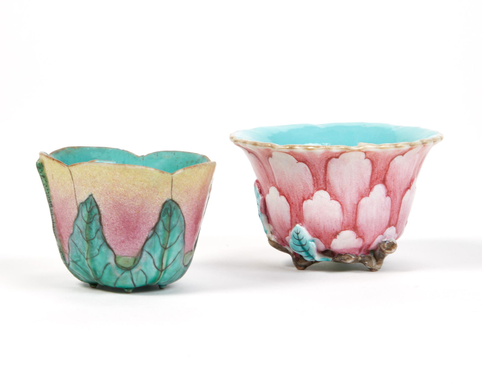 Two small Chinese porcelain lotus form cups (1 of 4)
