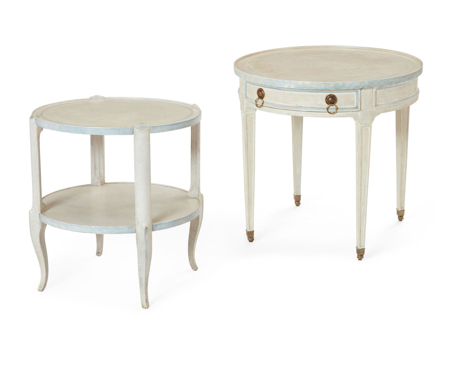 Two white and blue painted occasional tables (1 of 9)