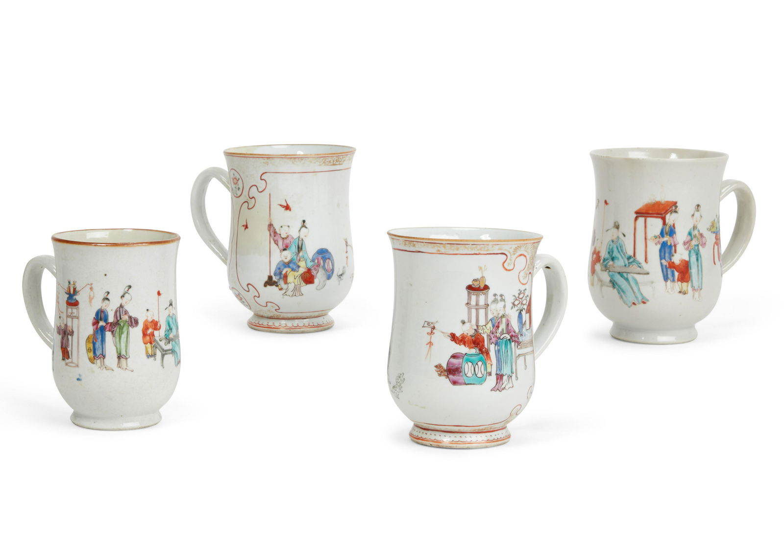 4 Chinese Export Famille Rose porcelain tankards (1 of 7)