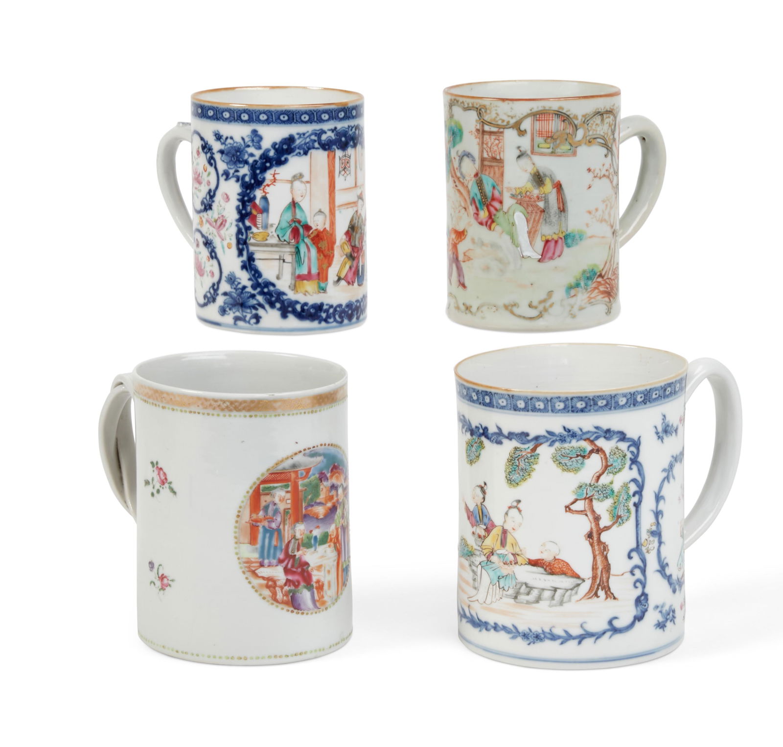 Four Chinese Export porcelain tankards (1 of 3)