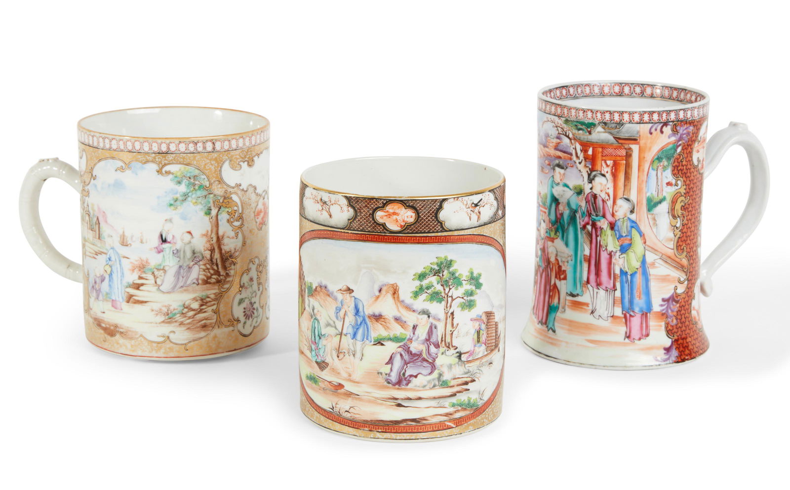 Three large Chinese Export Famille Rose tankards (1 of 4)