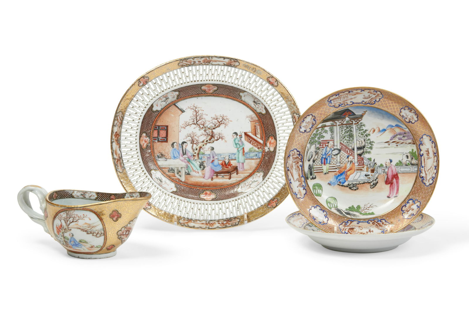 4 Chinese Export Rockefeller porcelain tablewares (1 of 5)