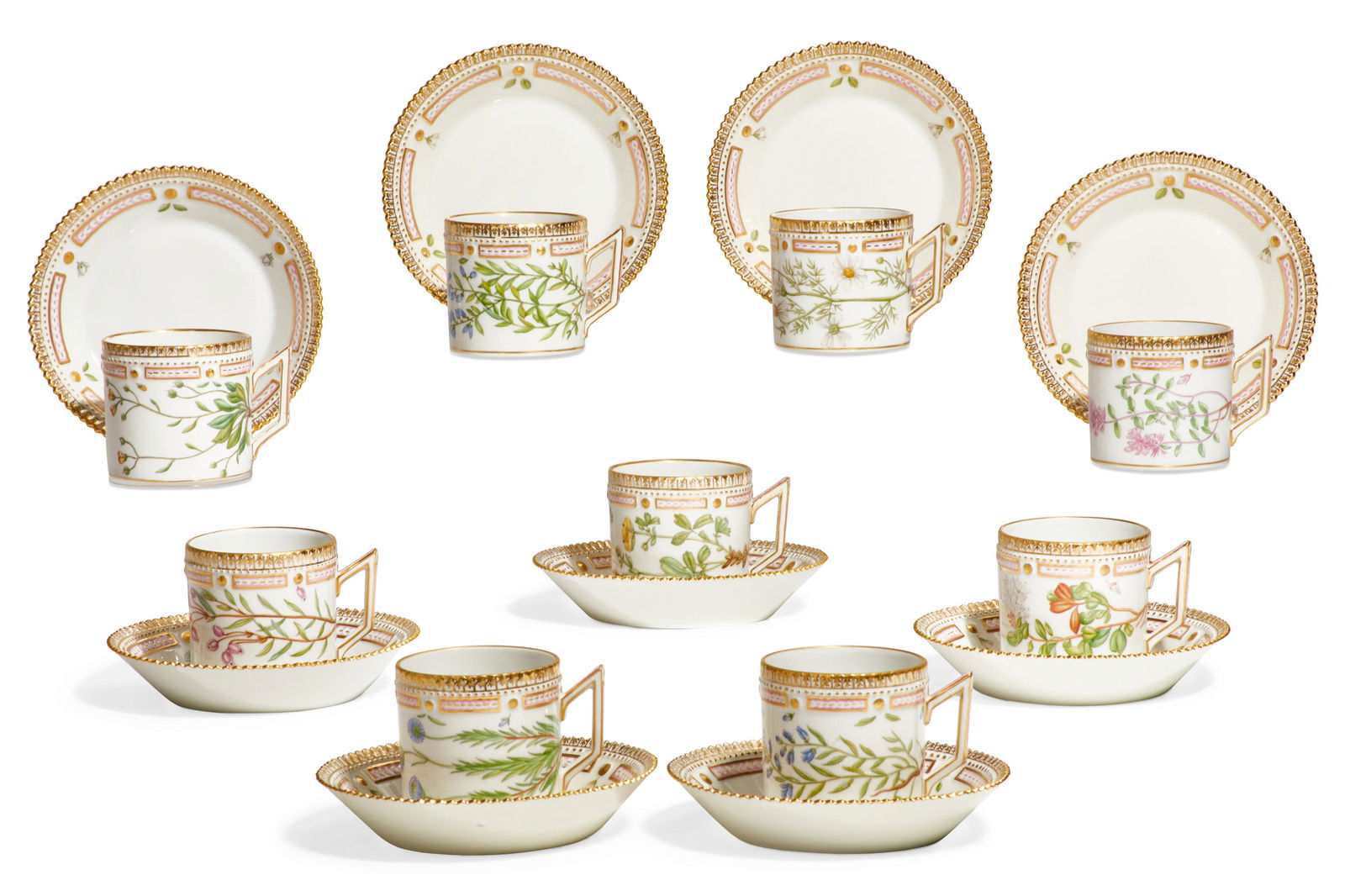 9 Royal Copenhagen Flora Danica coffee cans (1 of 12)