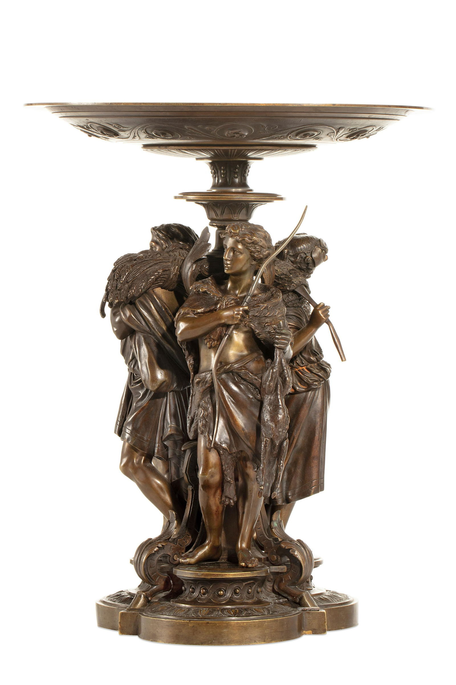 A French patinated bronze figural tazza (1 of 5)