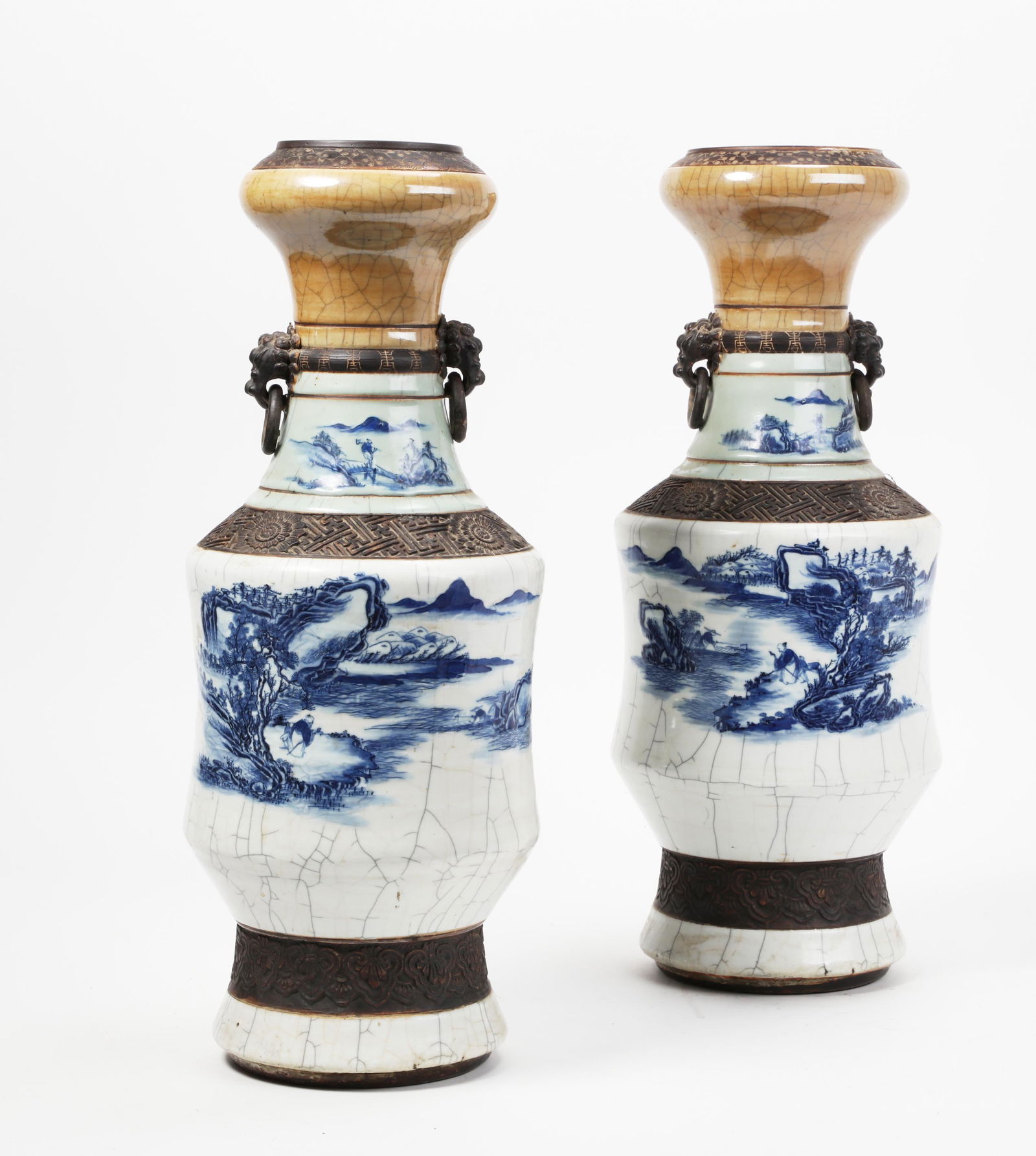 A pair of Chinese crackle glaze vases (1 of 5)