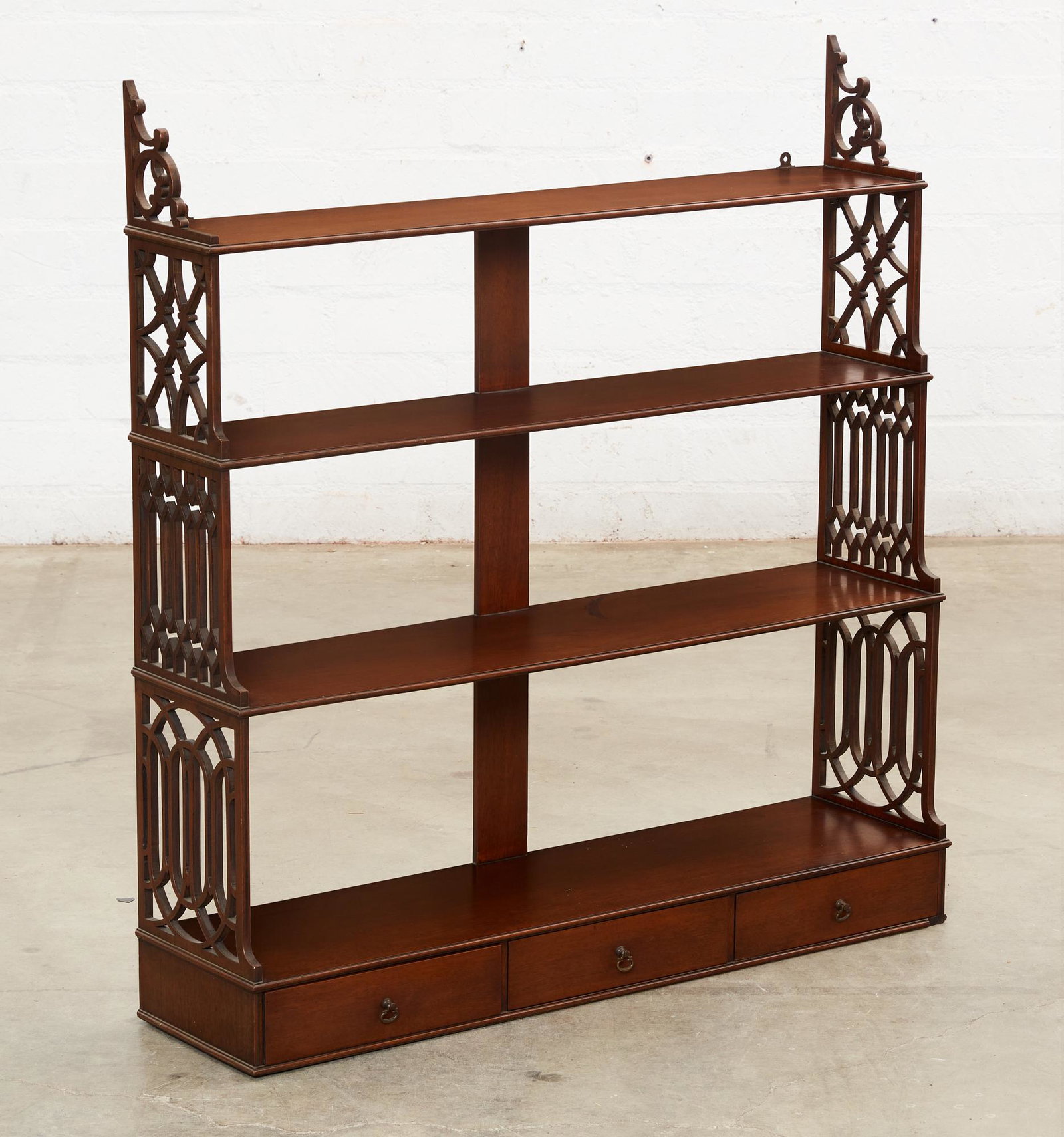 George III style mahogany four tier hanging shelf (1 of 6)