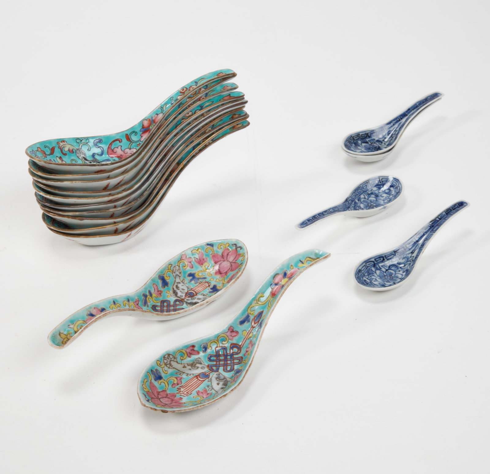 Sixteen Chinese enameled porcelain spoons (1 of 3)
