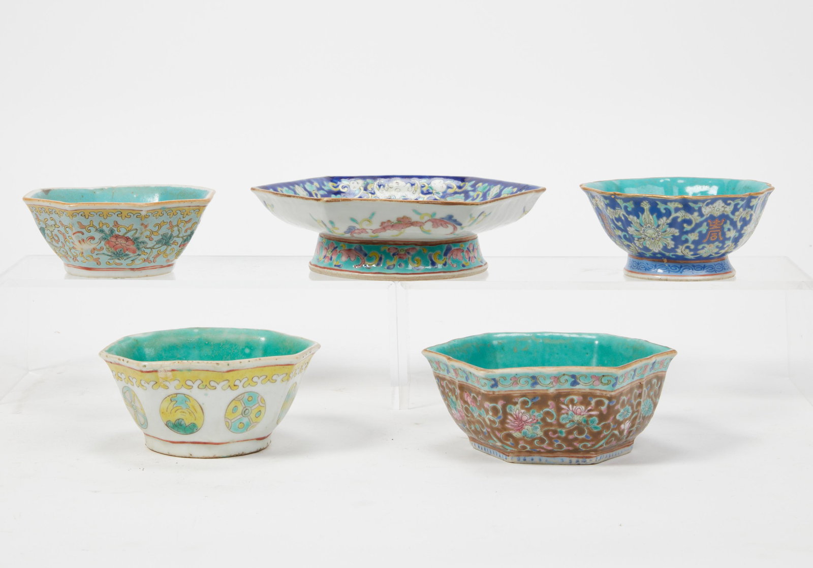 Five Chinese polychrome enamel porcelains (1 of 5)