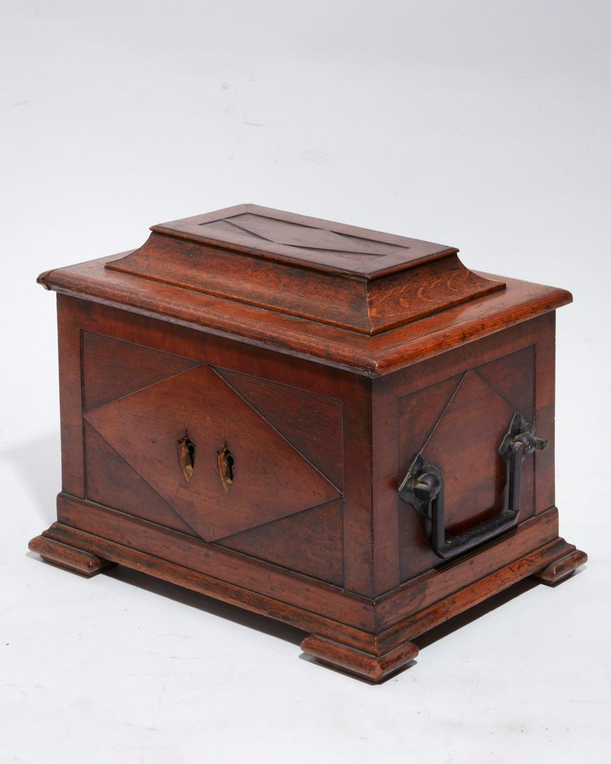 A Continental Baroque walnut strong box (1 of 3)
