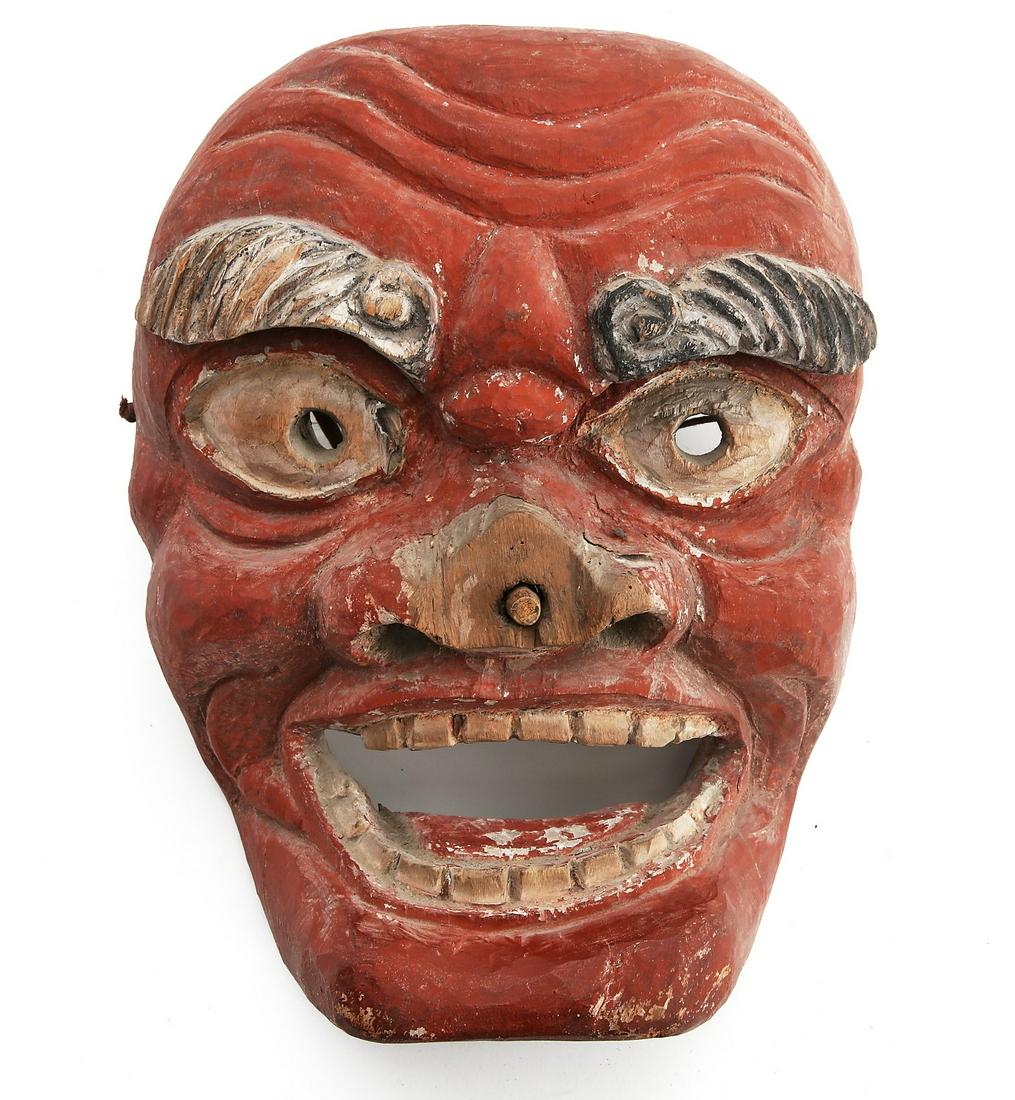 A Japanese noh mask of an Oni or Tengu (1 of 5)