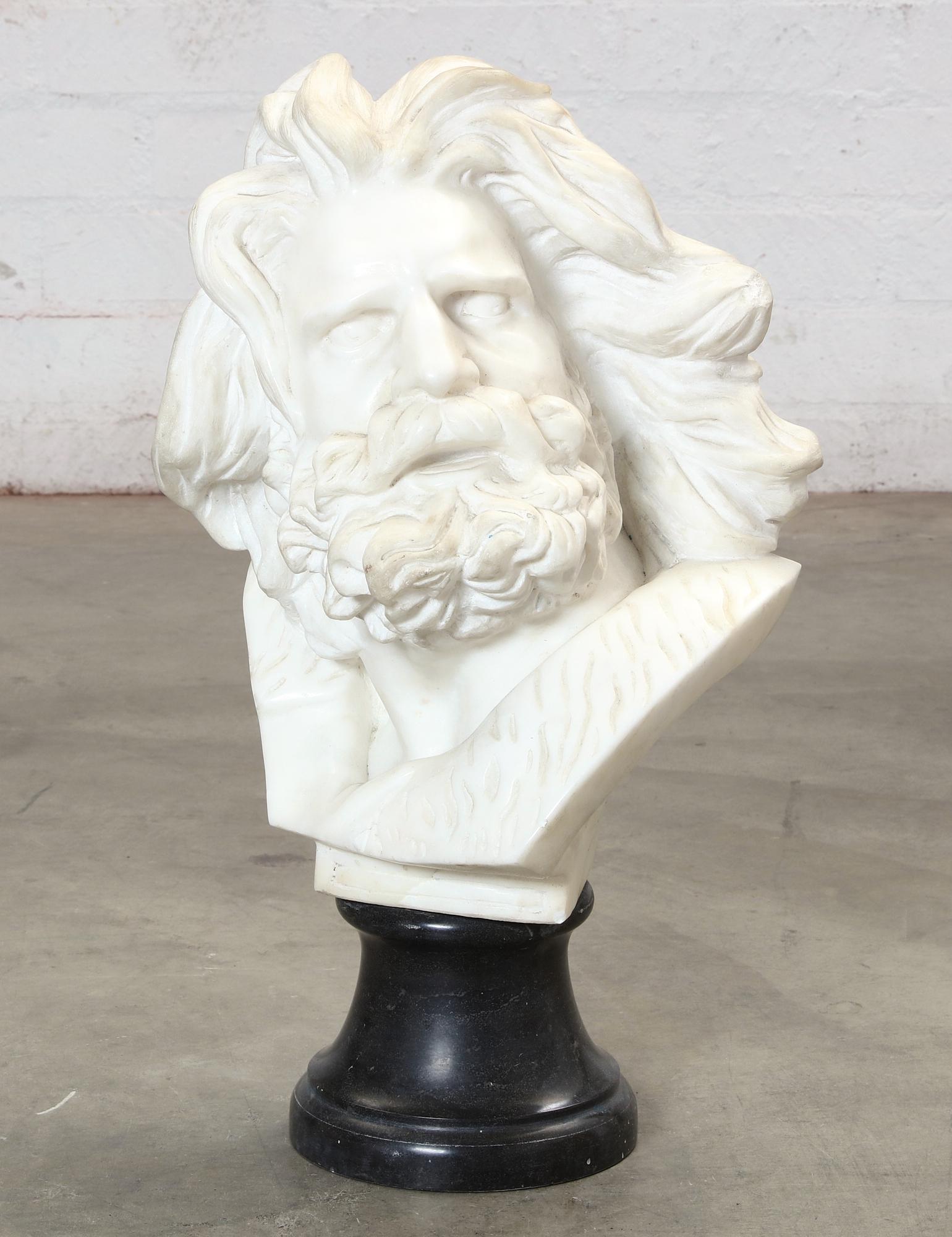 A Continental white marble bust of a man (1 of 4)