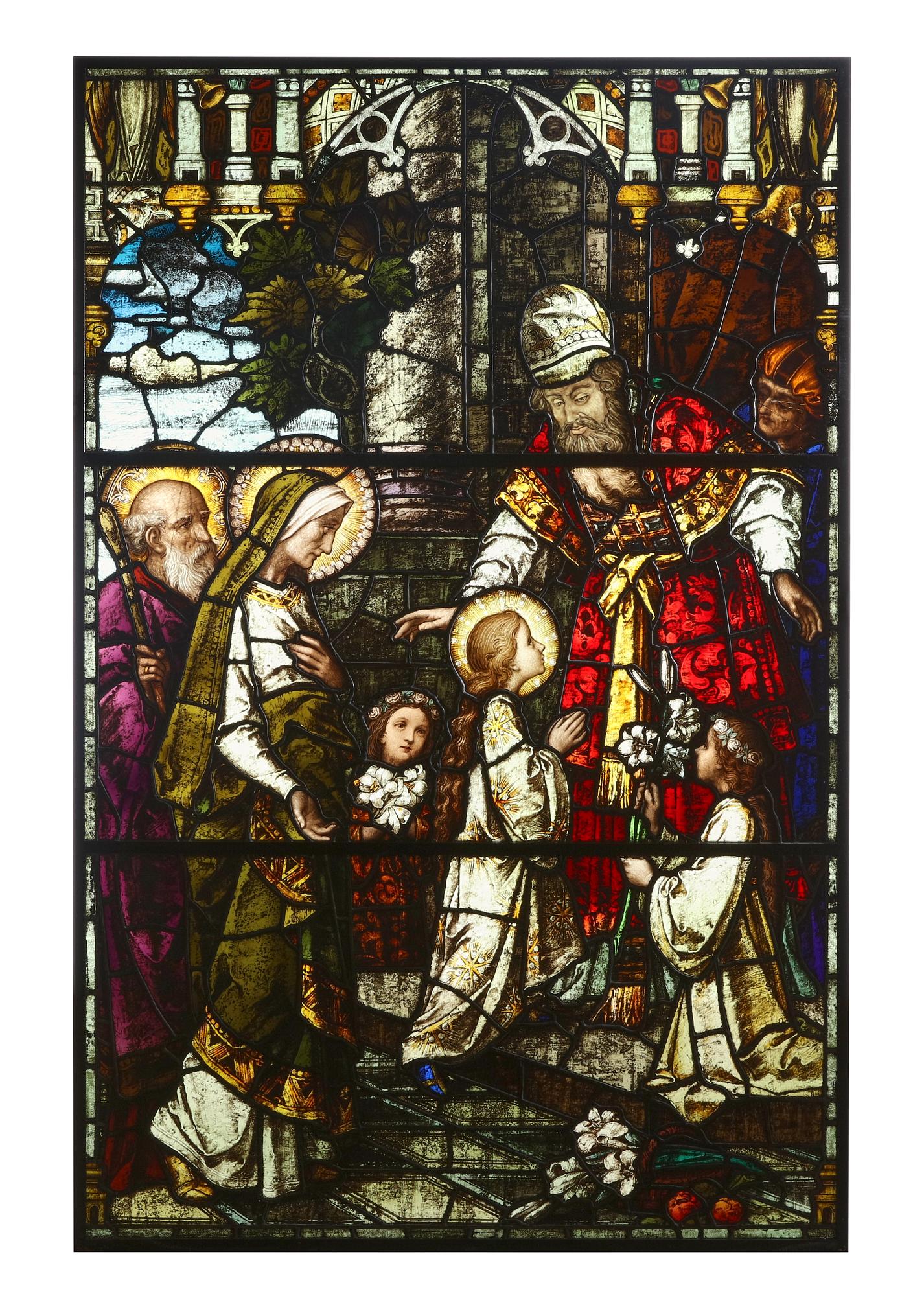 A leaded stained glass window Dedication of Mary (1 of 7)