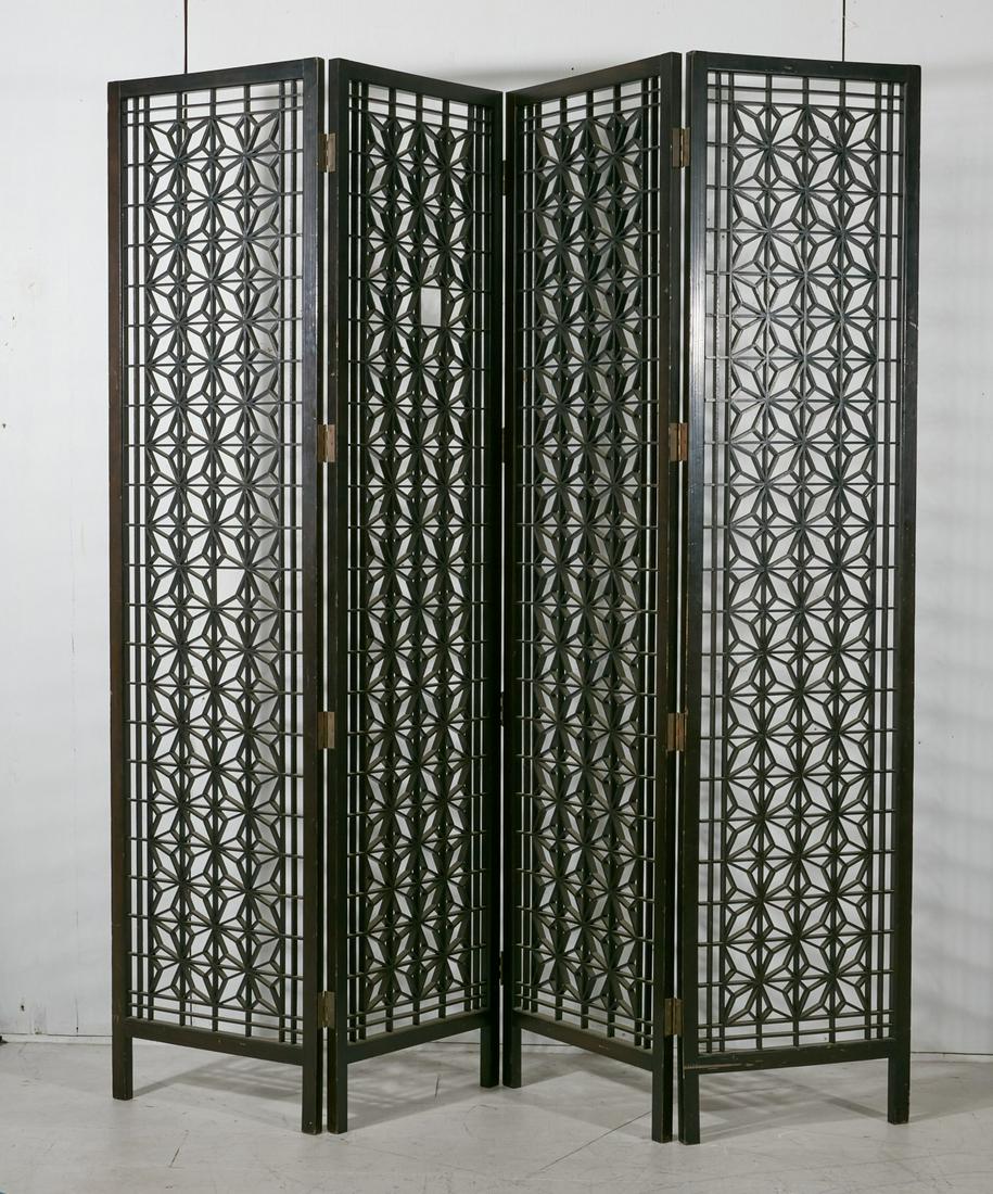 A Japanese style four panel folding floor screen (1 of 3)