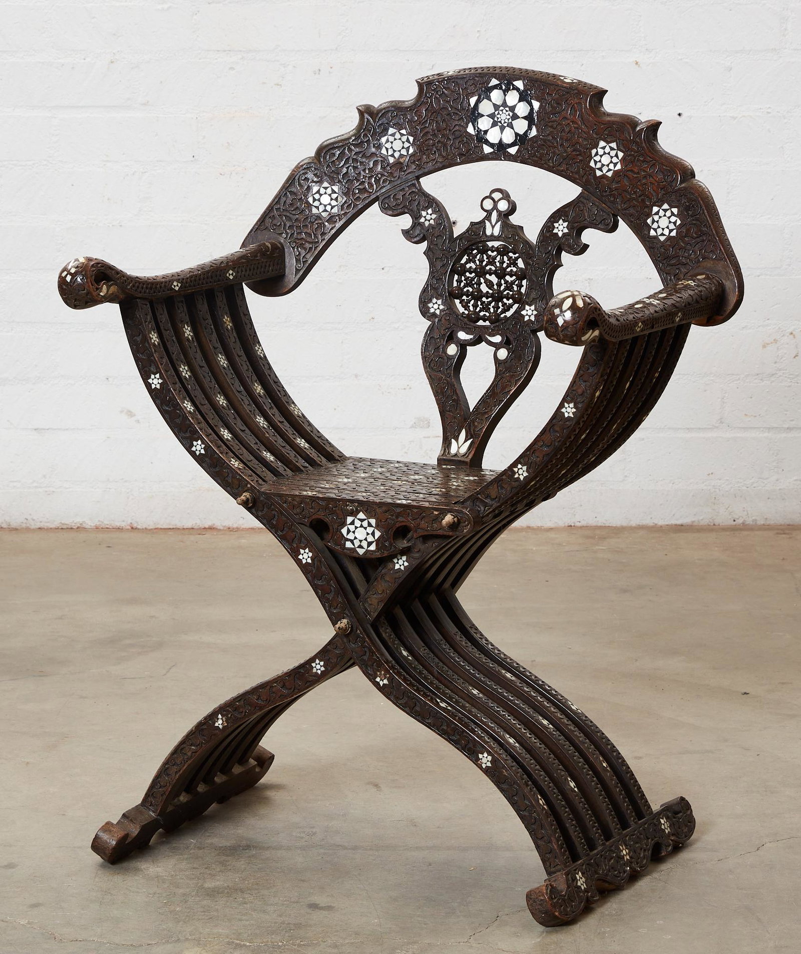 A Levantine hardwood Savonarola style chair (1 of 9)