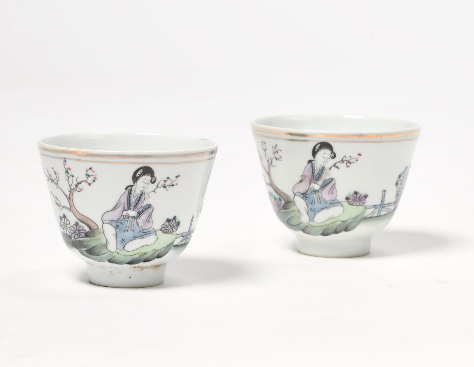 Two Chinese polychrome enameled porcelain cups (1 of 3)