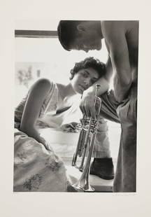 William Claxton, Redondo Beach: William Claxton (American, 1927-2008)Halima and Chet Baker, Redondo Beach 1955photographic reproduction on papernumbered, signed, and dated 85 / 250 William Claxton 11/94 34 x 24in (86 x 64cm)</