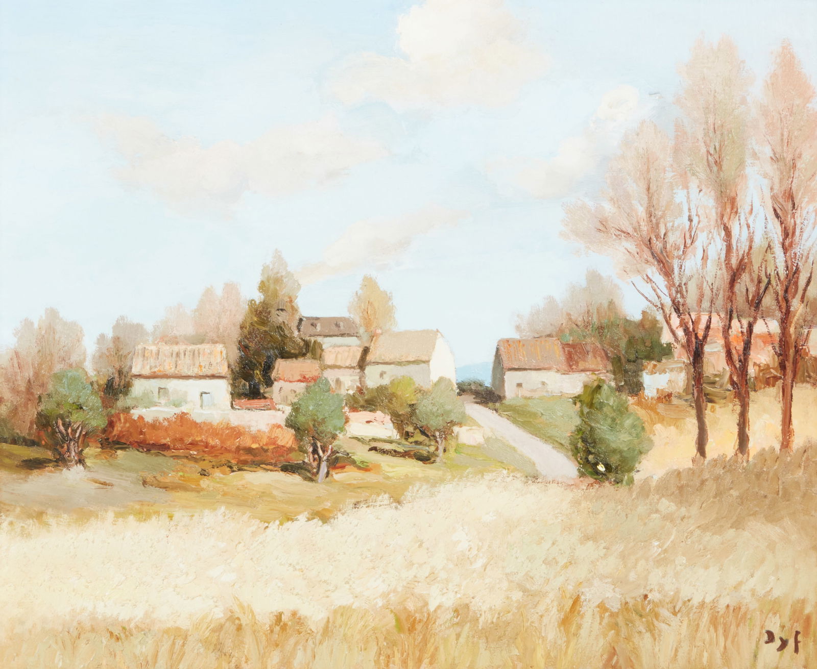 Marcel Dyf, Hameau de Neauphle: Marcel Dyf (French, 1899-1985)Hameau de Neauphleoil on lined canvassigned lower right Dyf, also with the artist's stamp on stretcher bar bearing the date 197123 3/4 x 28 3/4in (60.3 x 73cm)