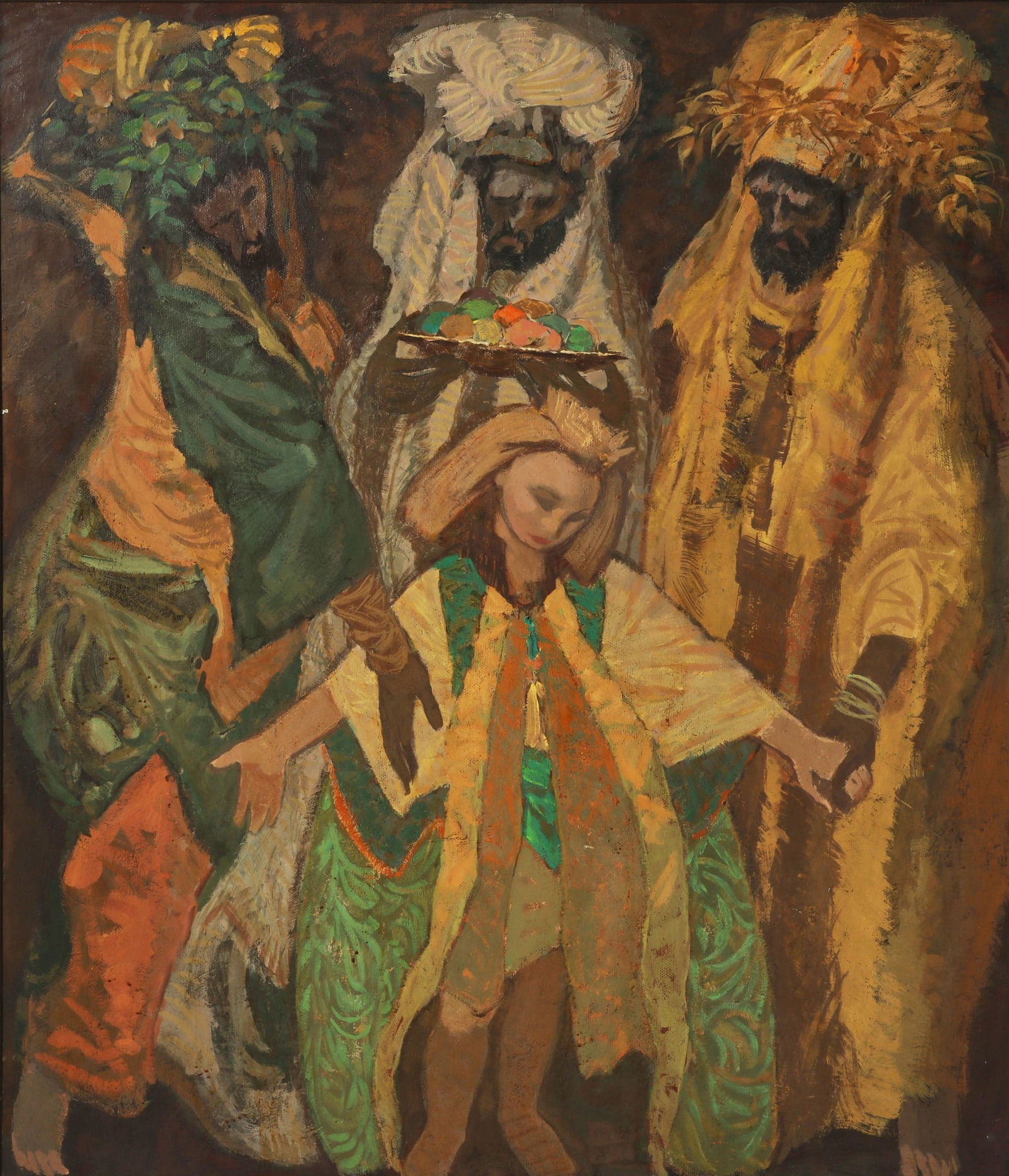 Continental School, Tribal ceremony, oil: Continental School(20th century)Tribal ceremonyoil on masonite48 x 41in (122 x 104cm)