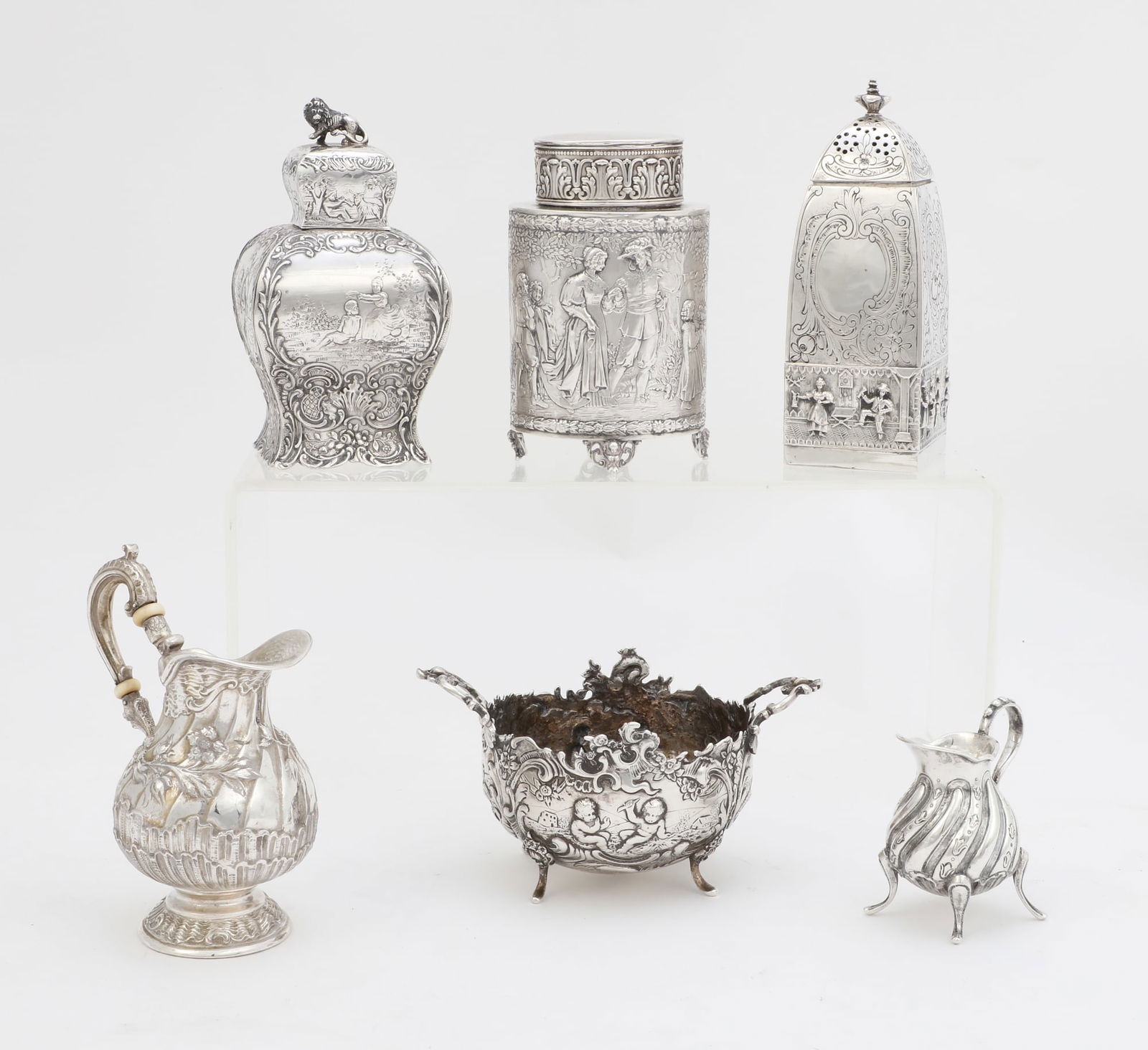 A six piece group of German silver tableware (1 of 4)