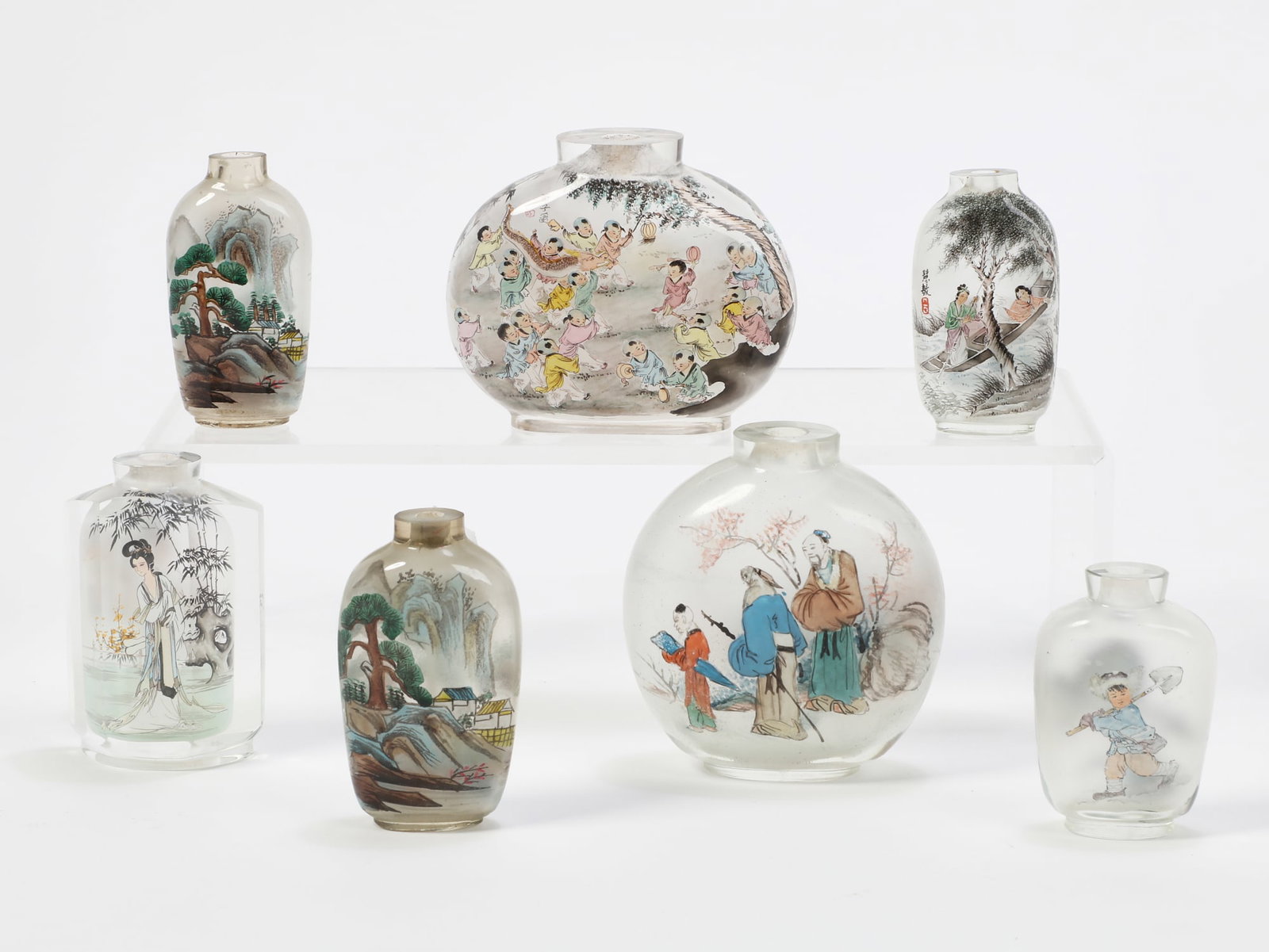 A group of seven glass painted snuff bottles (1 of 3)