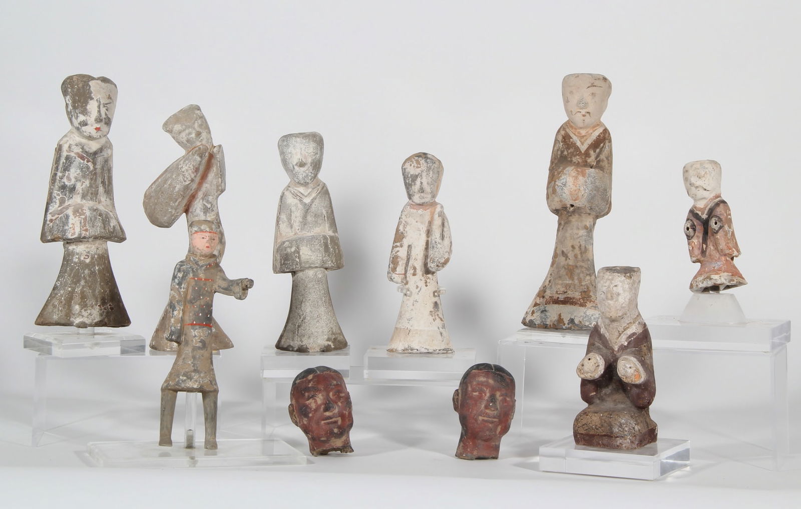 Ten Chinese pottery archaistic style figures (1 of 7)