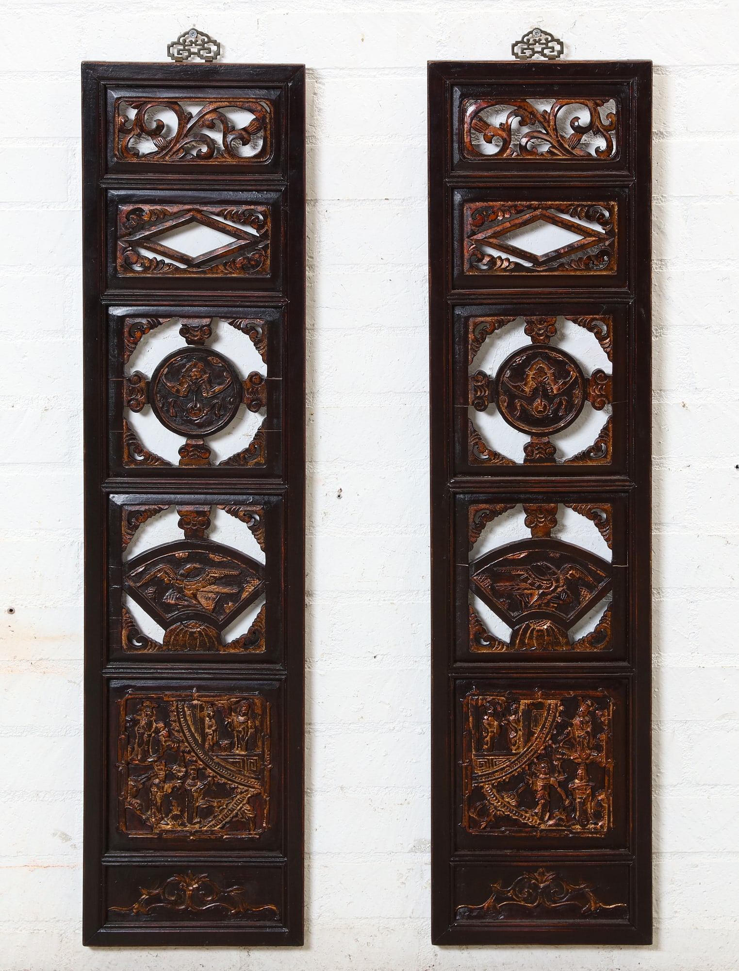 A pair of Chinese architectural panels (1 of 6)