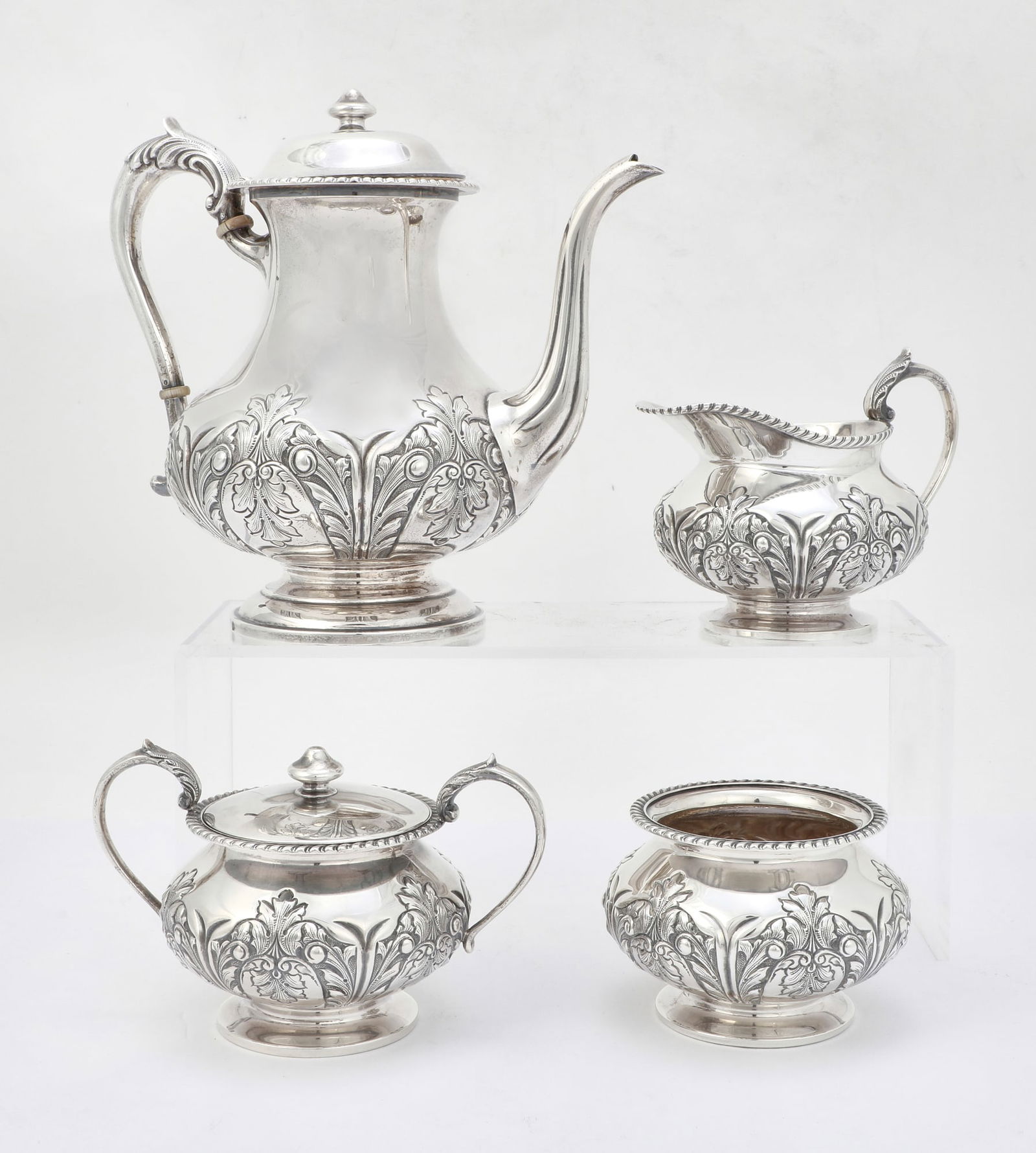 A four piece American sterling silver tea service (1 of 6)