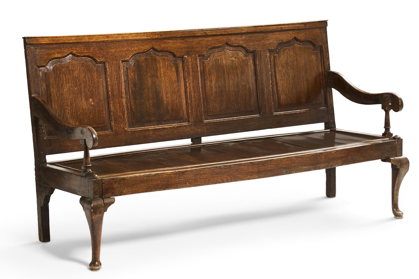 A George III oak four chair back settle (1 of 6)