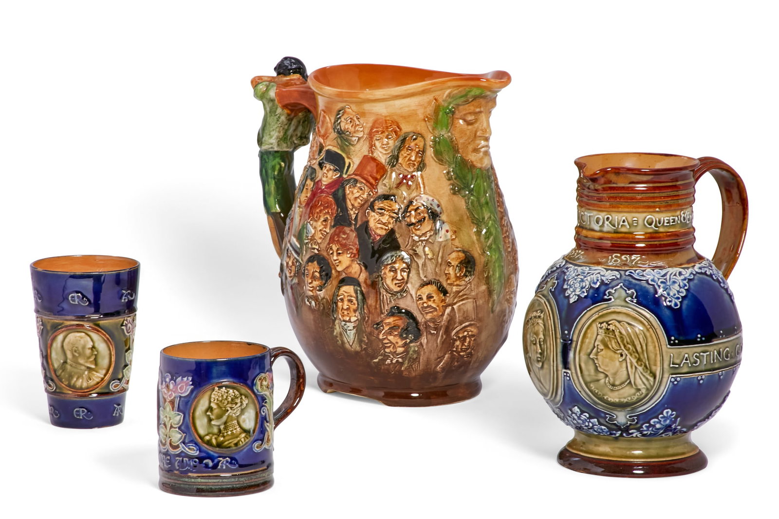 Four Royal Doulton commemorative glazed pottery (1 of 10)