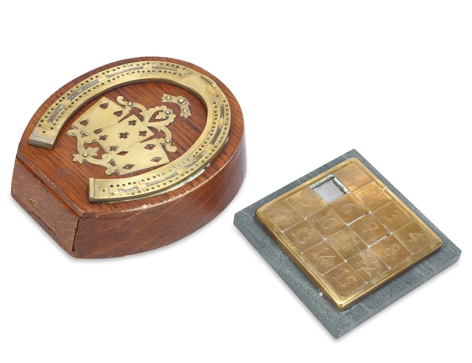 Two brass and wood game boards (1 of 4)