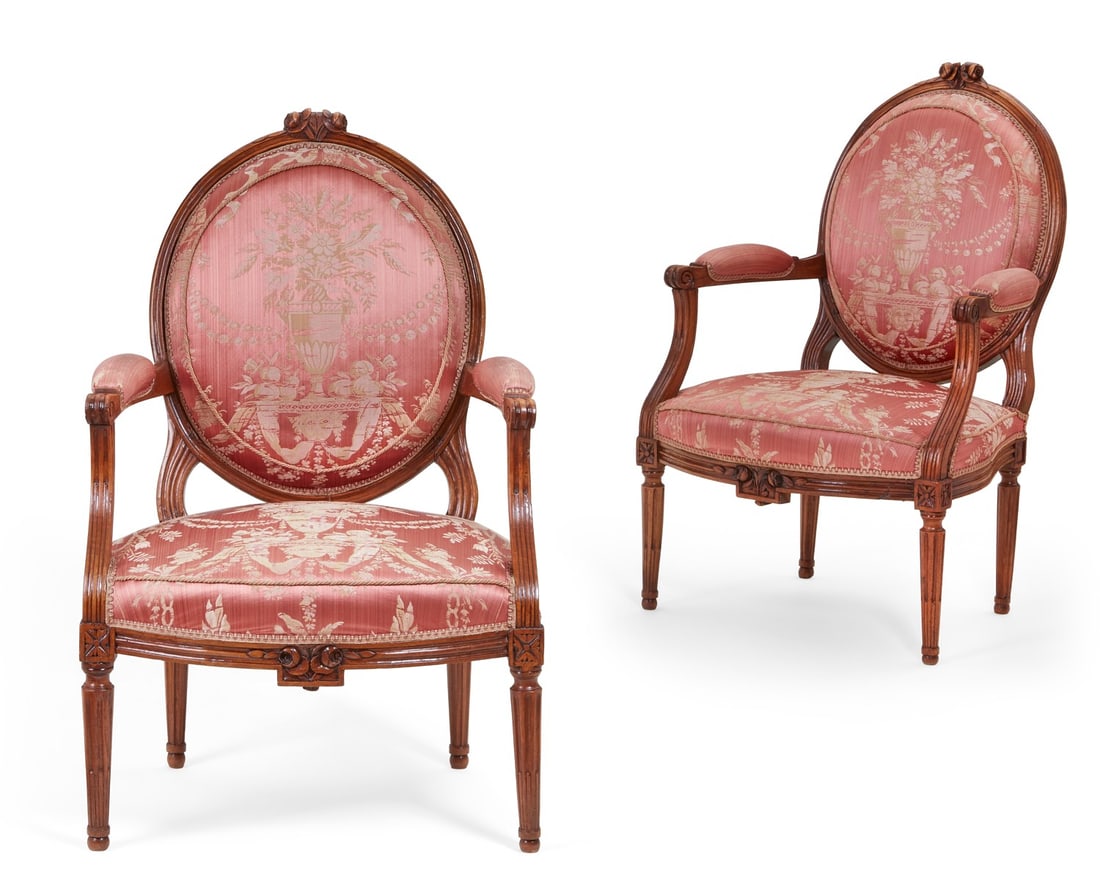 A pair of Louis XVI walnut fauteuils (1 of 10)
