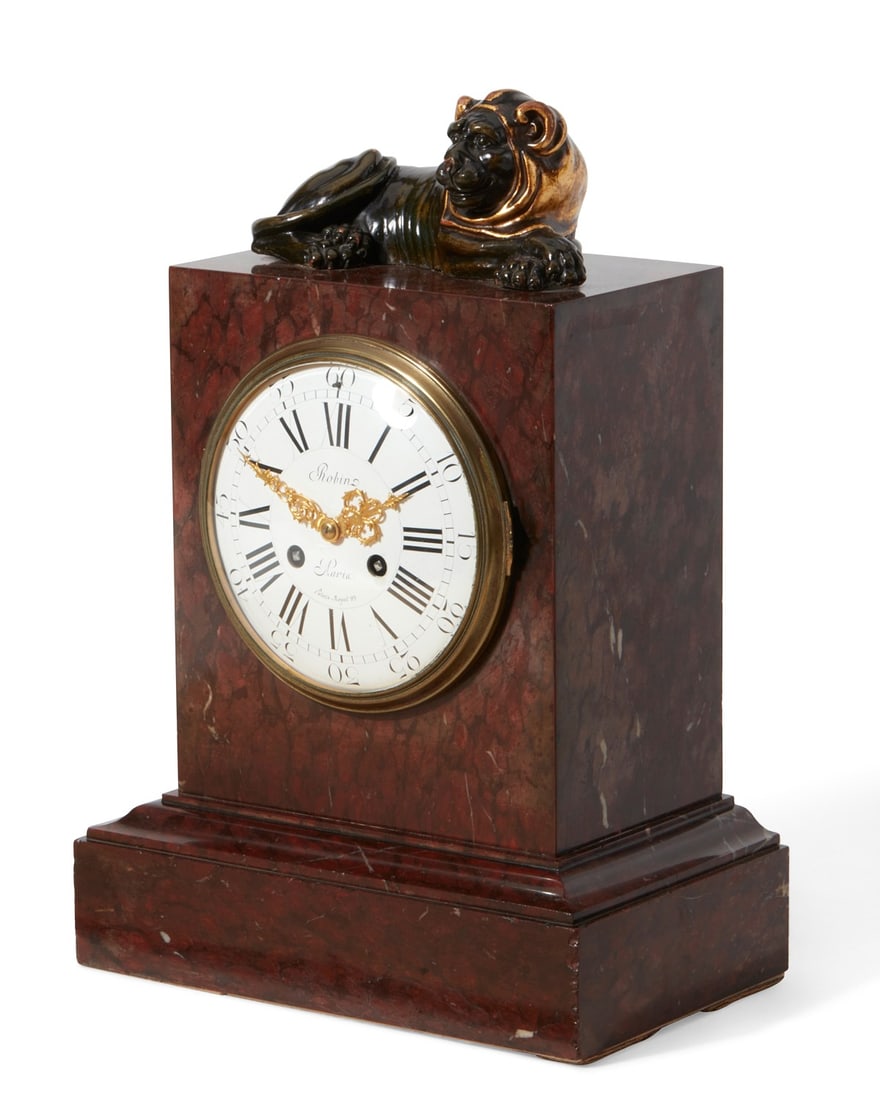 An Empire bronze mounted marble mantel clock (1 of 7)