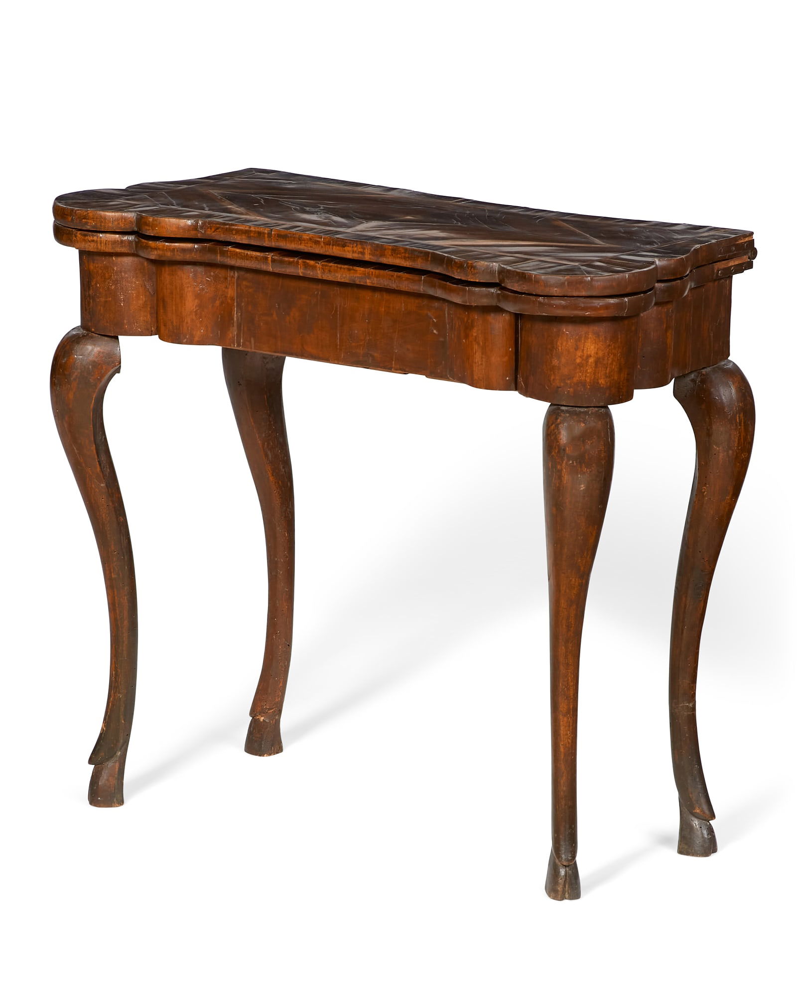 A Continental Rococo walnut fold top card table (1 of 13)